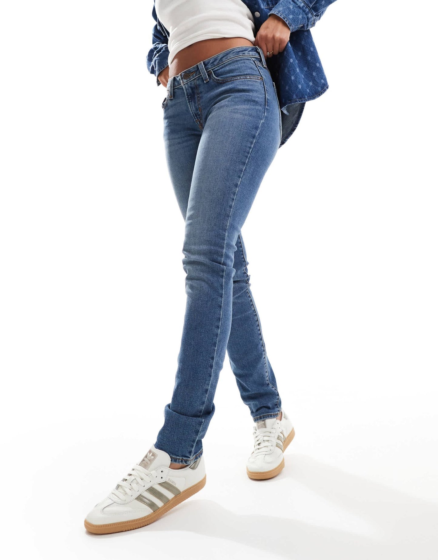 Levi's superlow skinny fit jeans in mid blue - ASOS Sample Sale