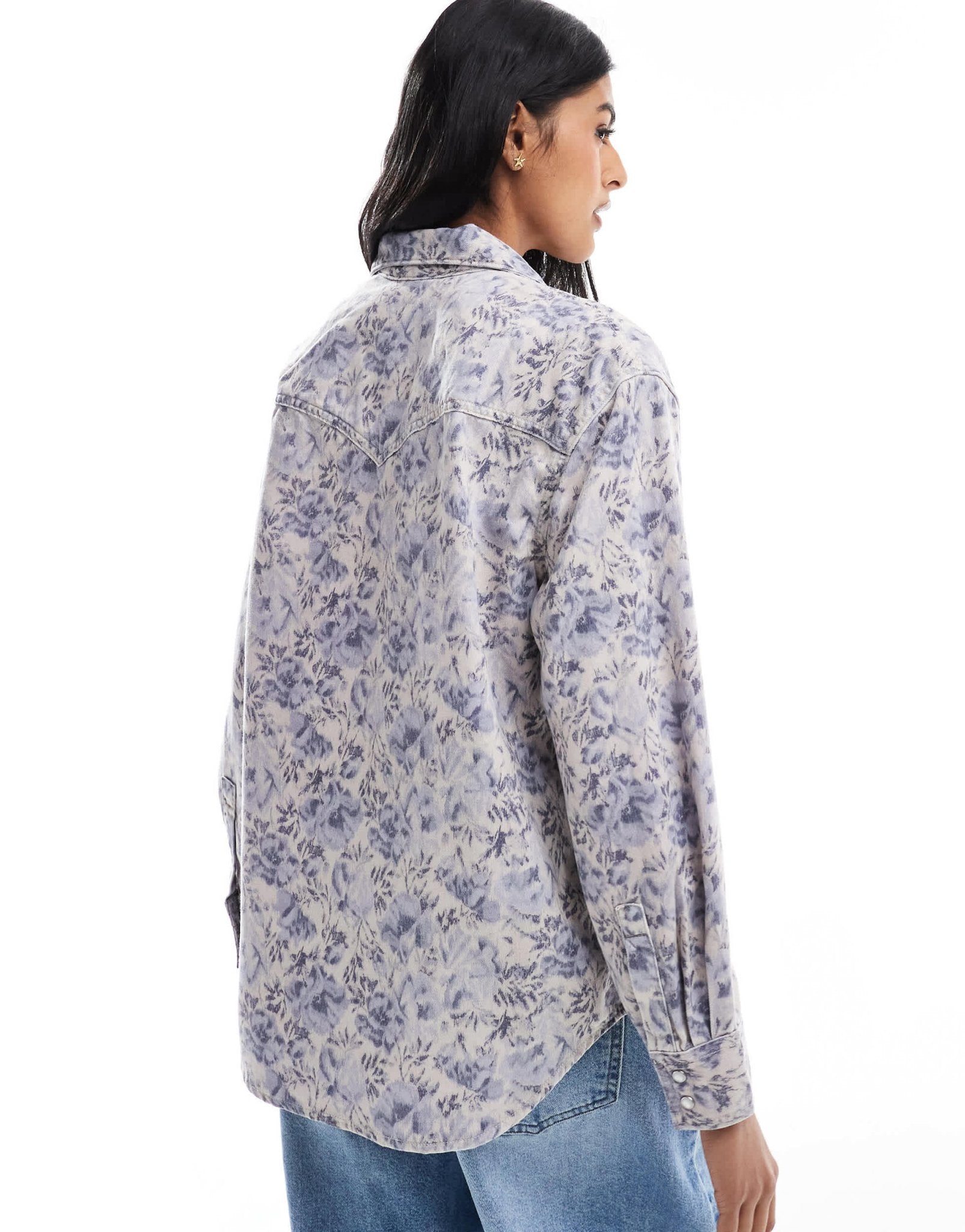 Levi's teodora denim western shirt in blue floral - ASOS Sample Sale