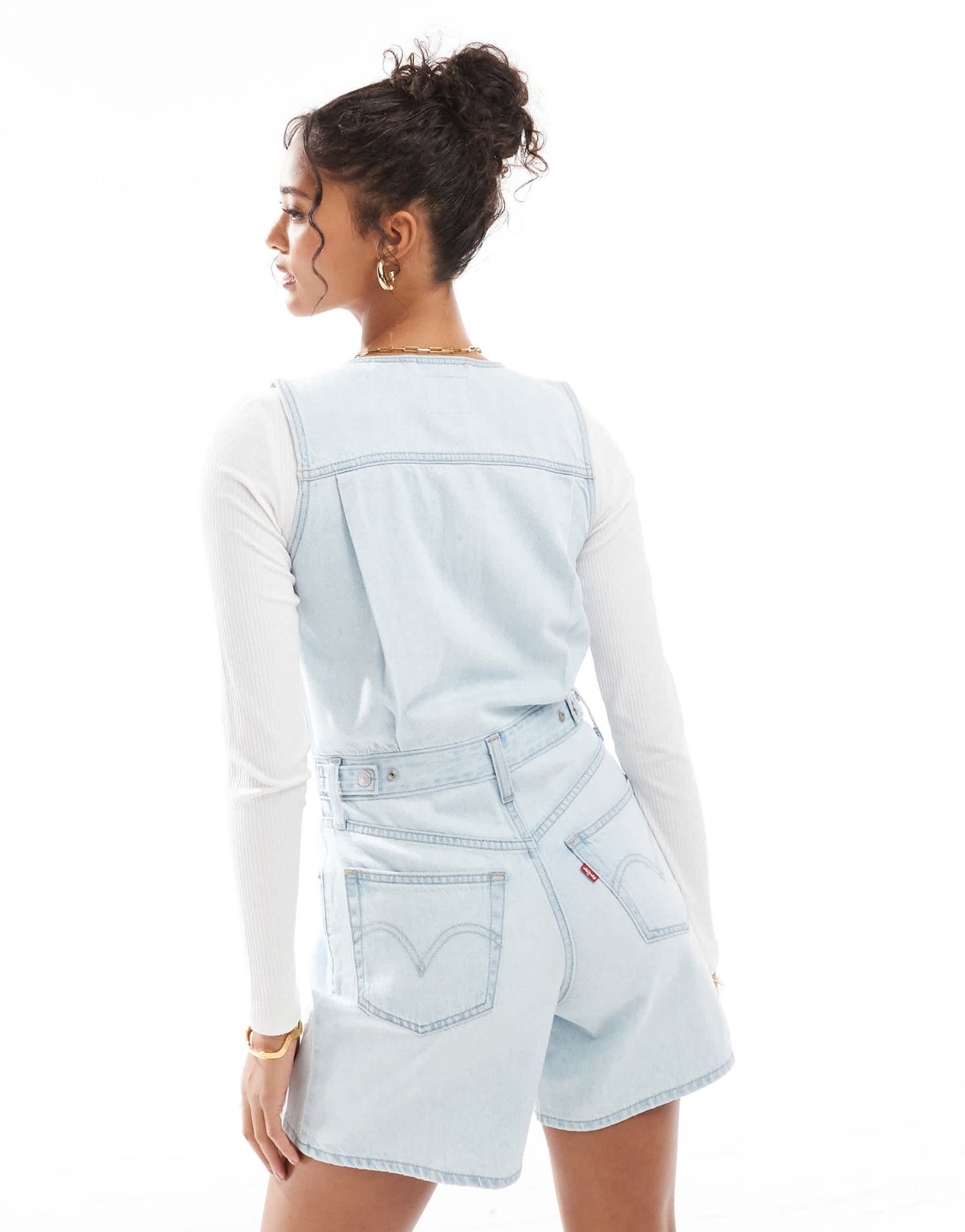 Levi's vest denim playsuit in light blue - ASOS Sample Sale
