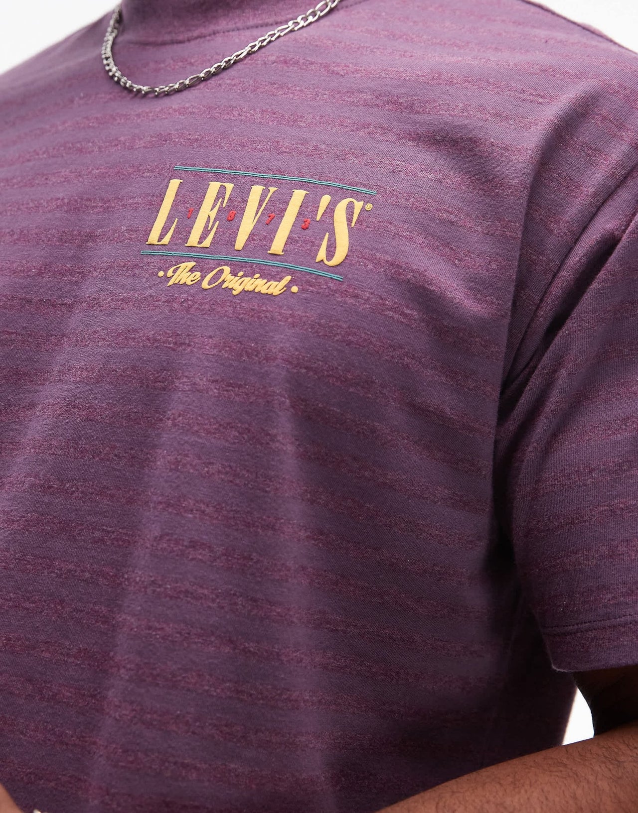 Levi's Vintage relaxed fit serif logo stripe t-shirt in purple/grey - ASOS Sample Sale