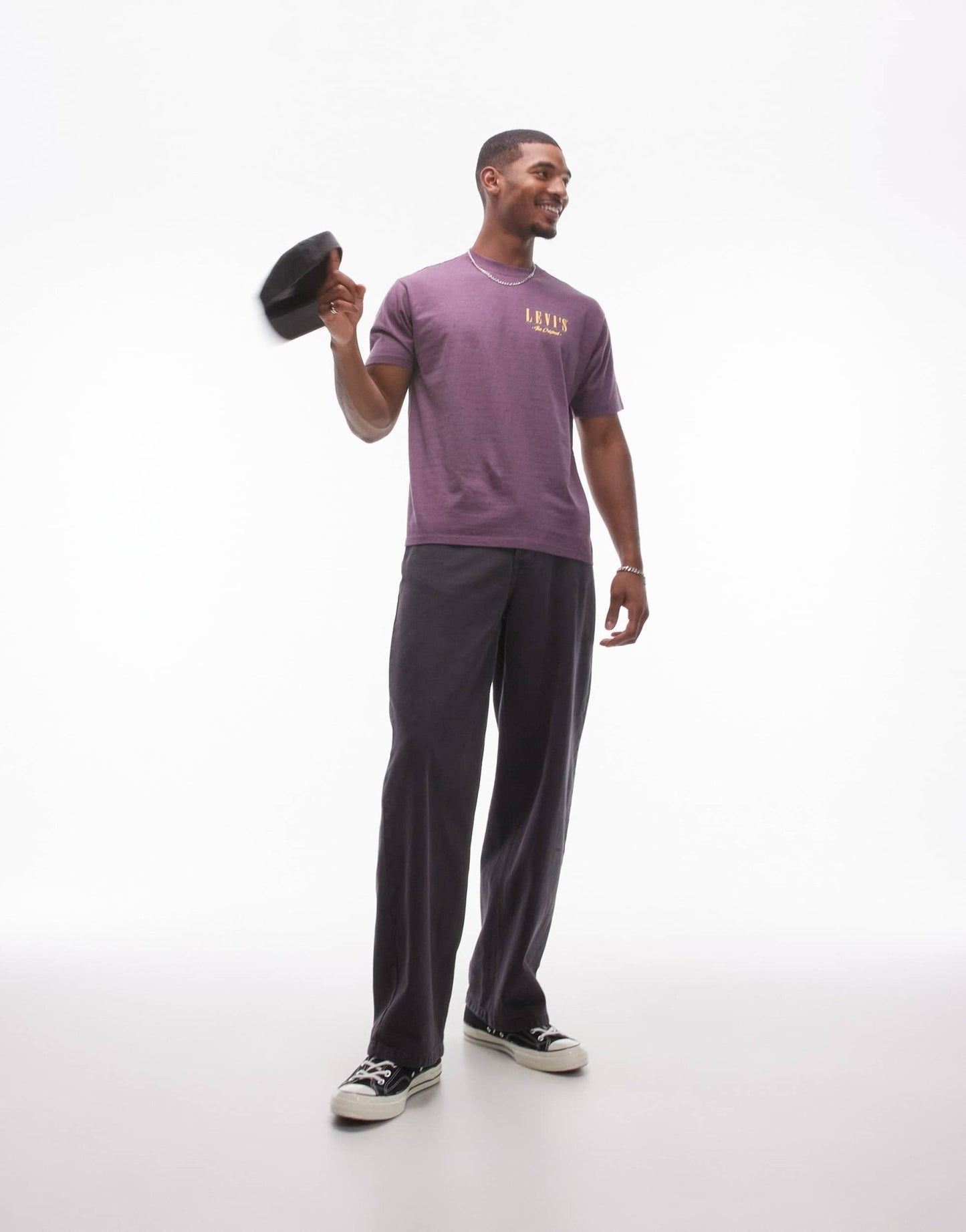 Levi's Vintage relaxed fit serif logo stripe t-shirt in purple/grey - ASOS Sample Sale