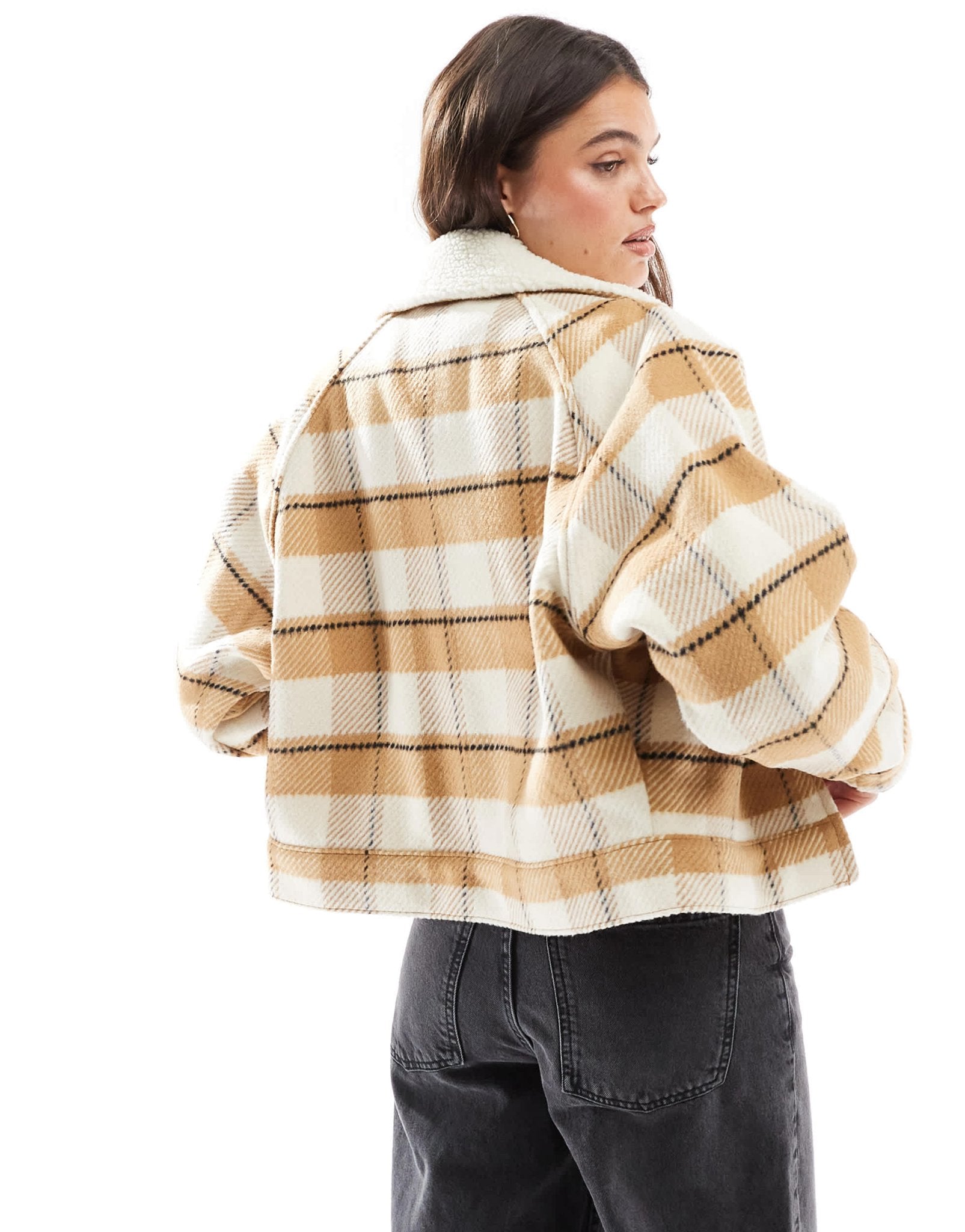 Levi's wool blend 90s zip thru jacket in beige check - ASOS Sample Sale