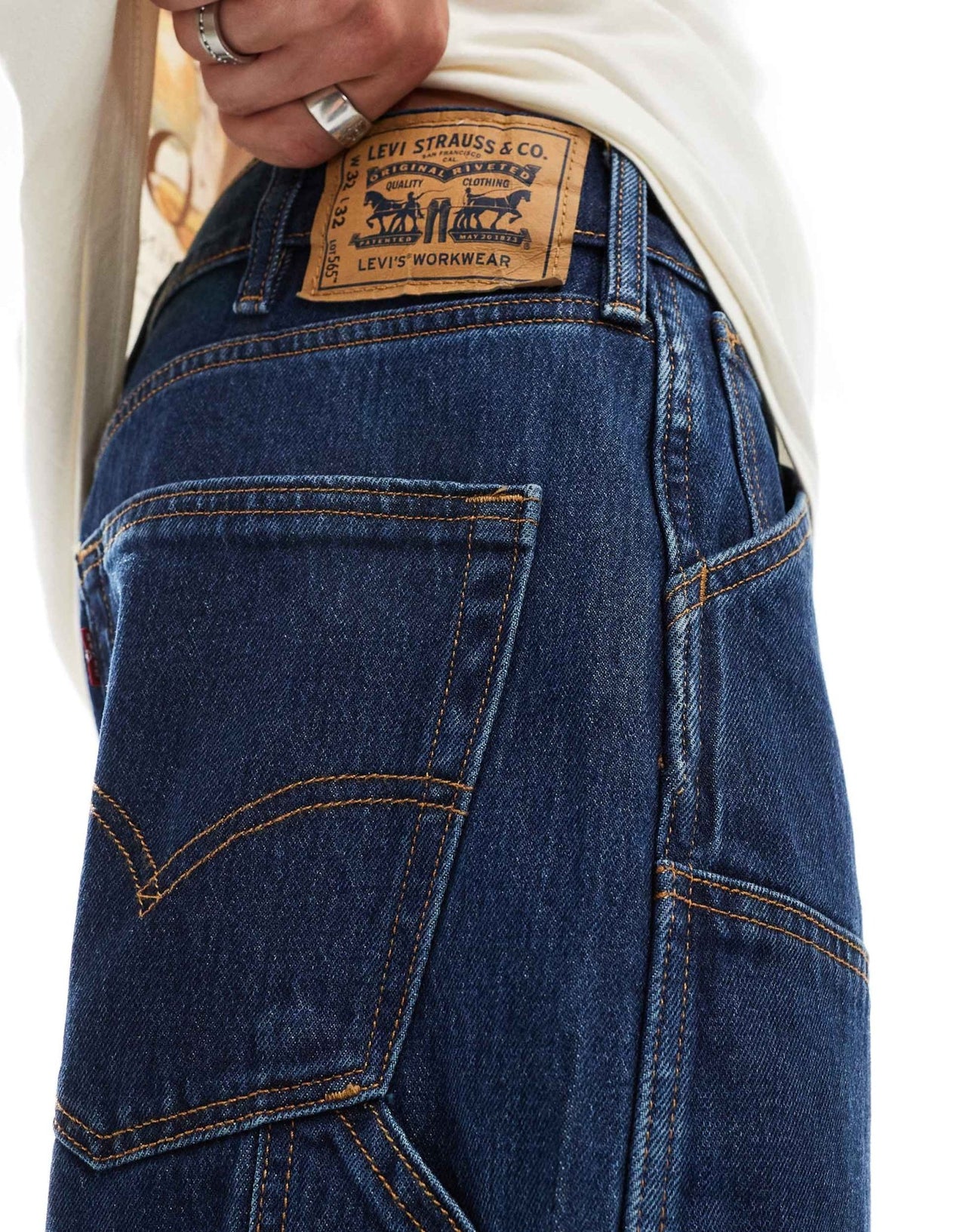 Levi's Workwear 565 loose fit double knee jeans in dark blue - ASOS Sample Sale