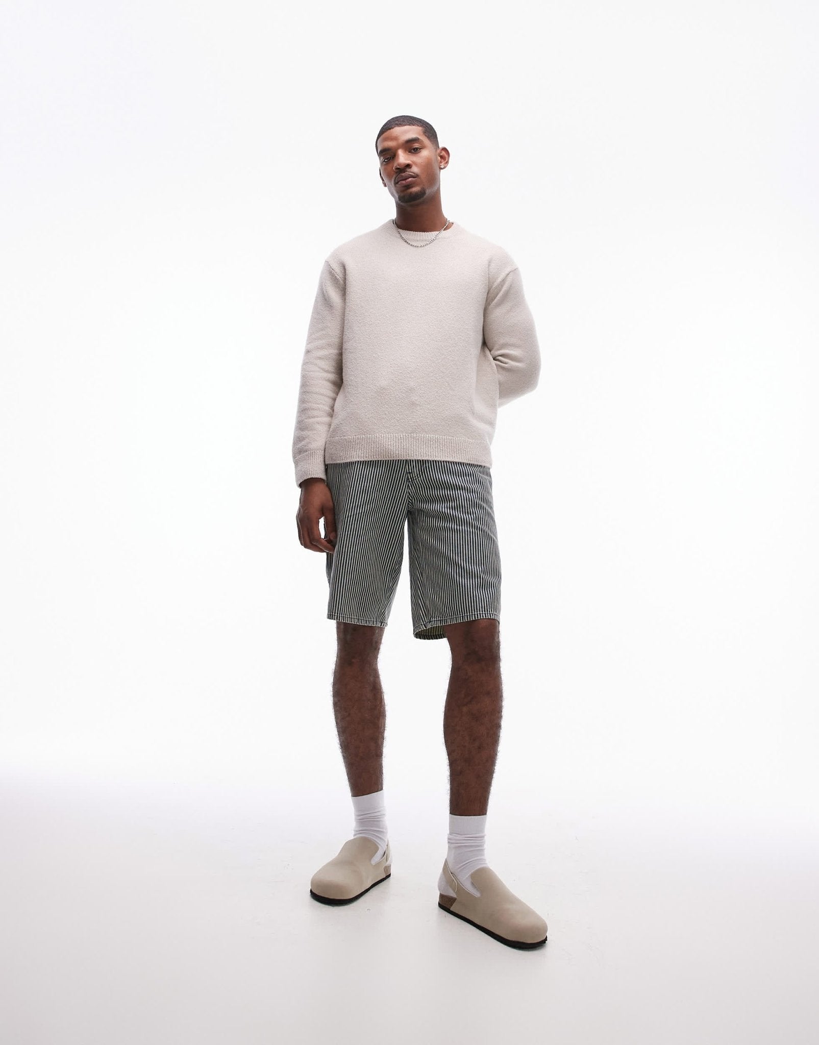 Levi's Workwear capsule 568 loose railroad stripe denim carpenter shorts in mid blue - ASOS Sample Sale
