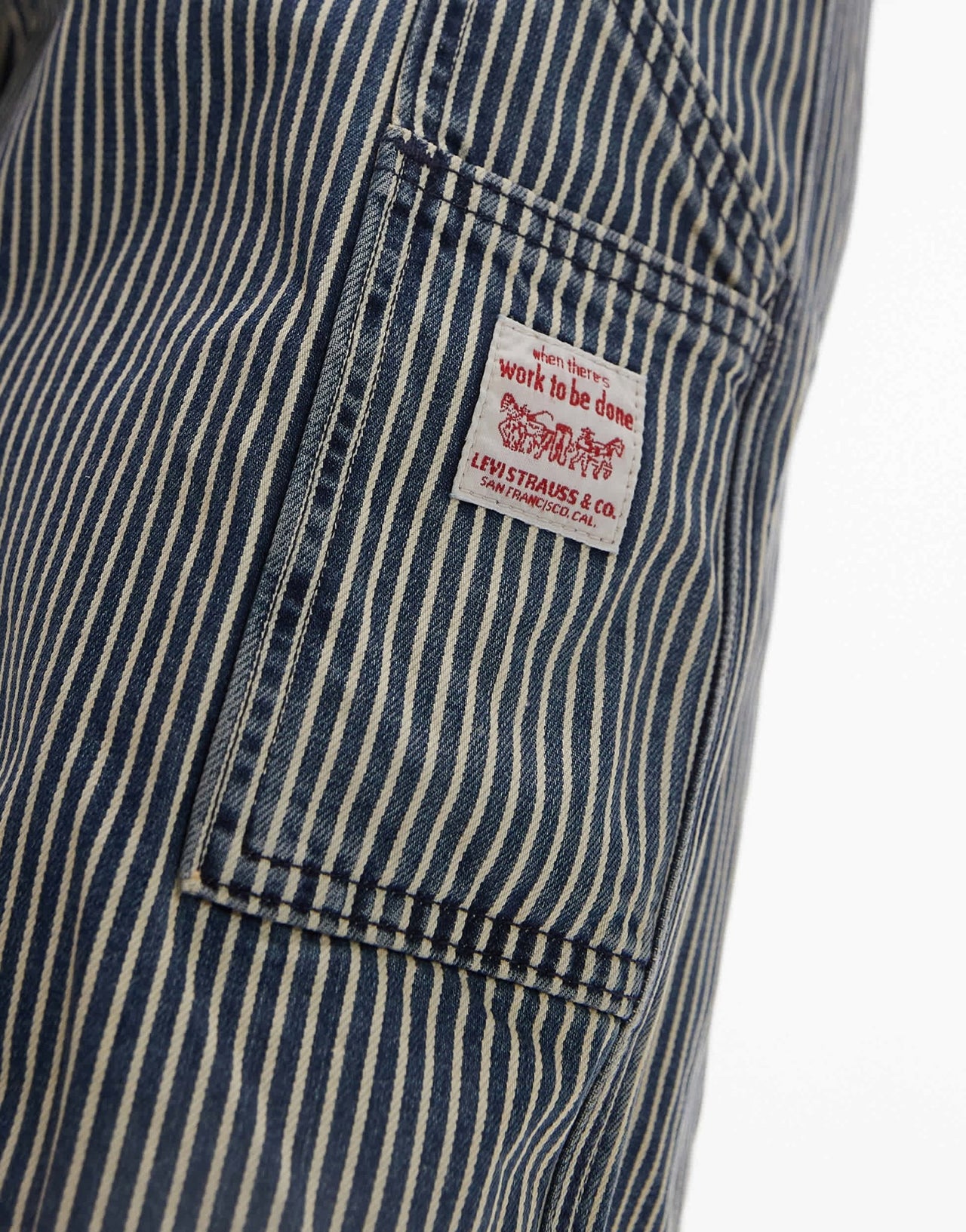 Levi's Workwear capsule 568 loose railroad stripe denim carpenter shorts in mid blue - ASOS Sample Sale