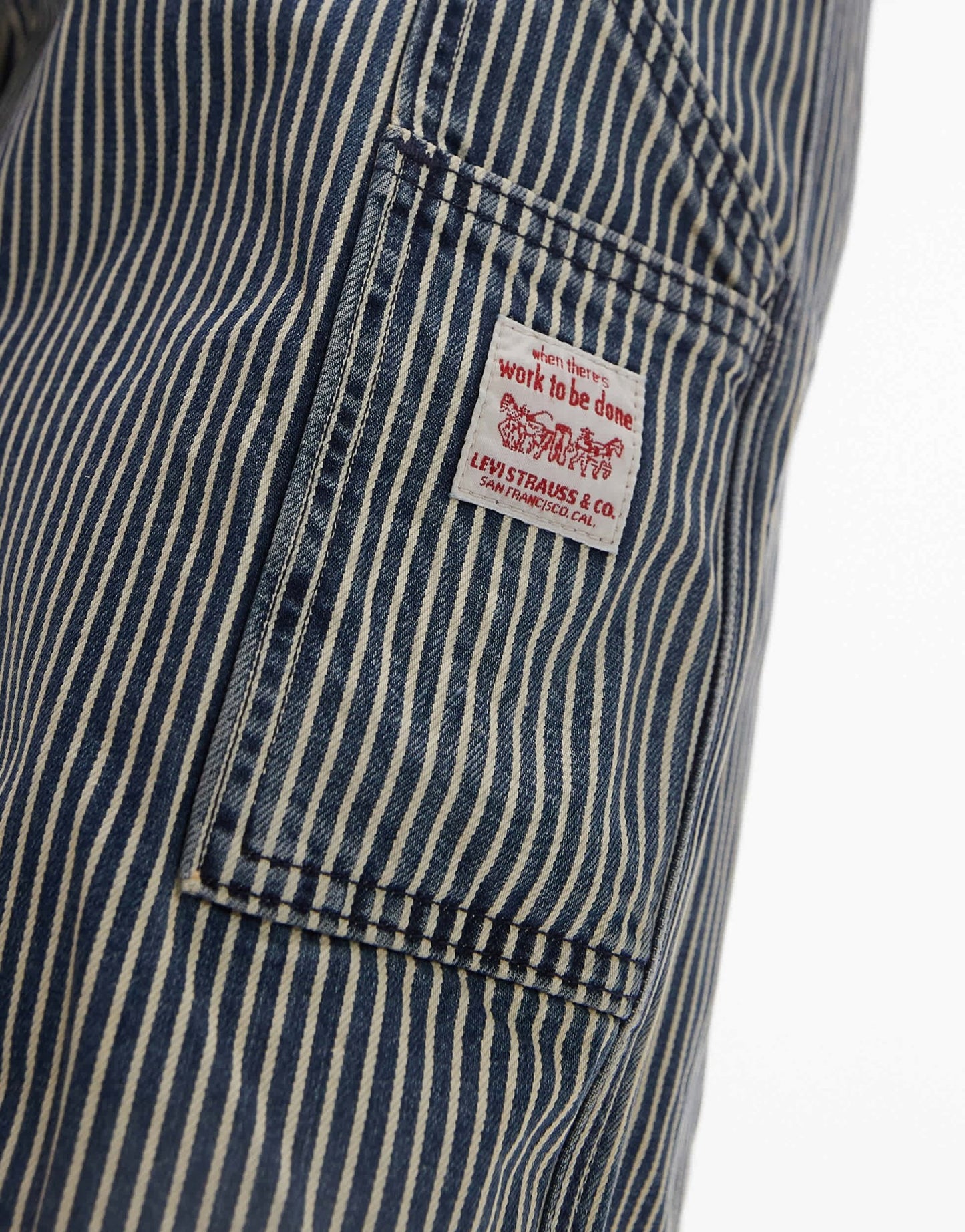 Levi's Workwear capsule 568 loose railroad stripe denim carpenter shorts in mid blue - ASOS Sample Sale