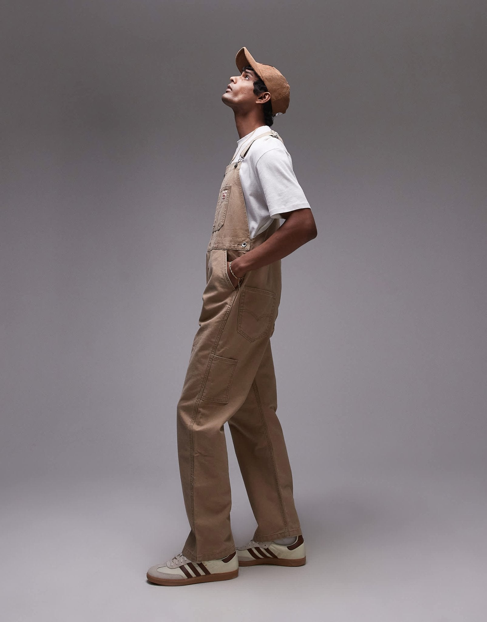 Levi's Workwear capsule canvas dungaree trousers in beige - ASOS Sample Sale