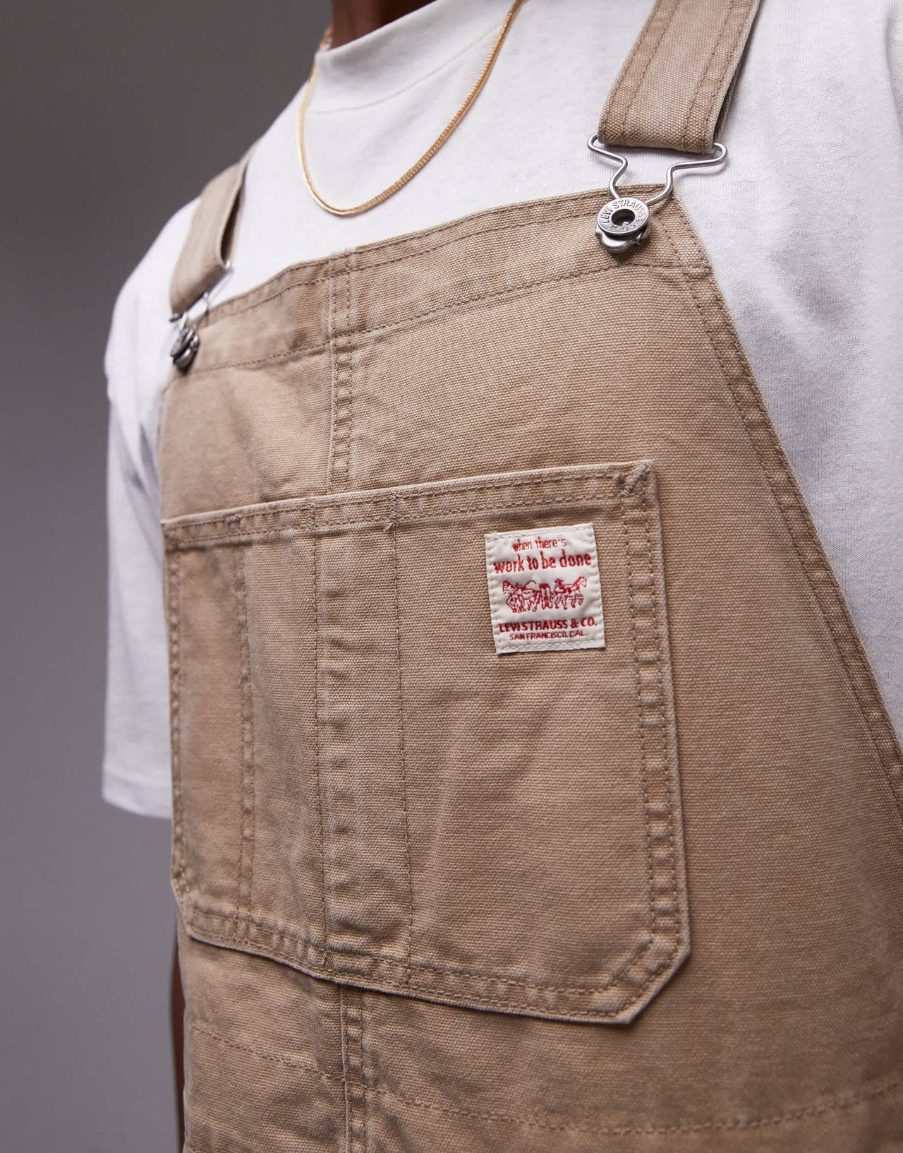 Levi's Workwear capsule canvas dungaree trousers in beige - ASOS Sample Sale