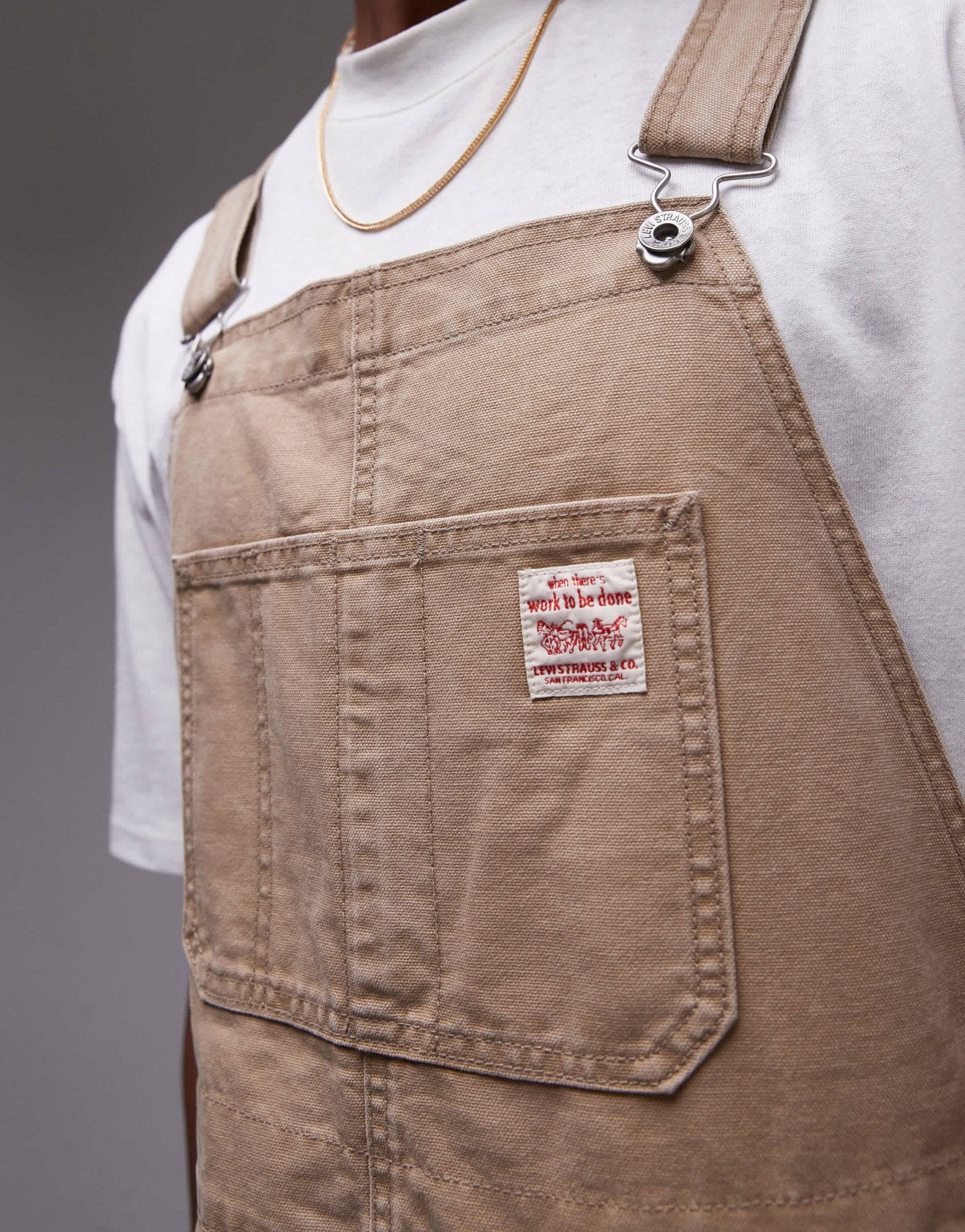 Levi's Workwear capsule canvas dungaree trousers in beige - ASOS Sample Sale