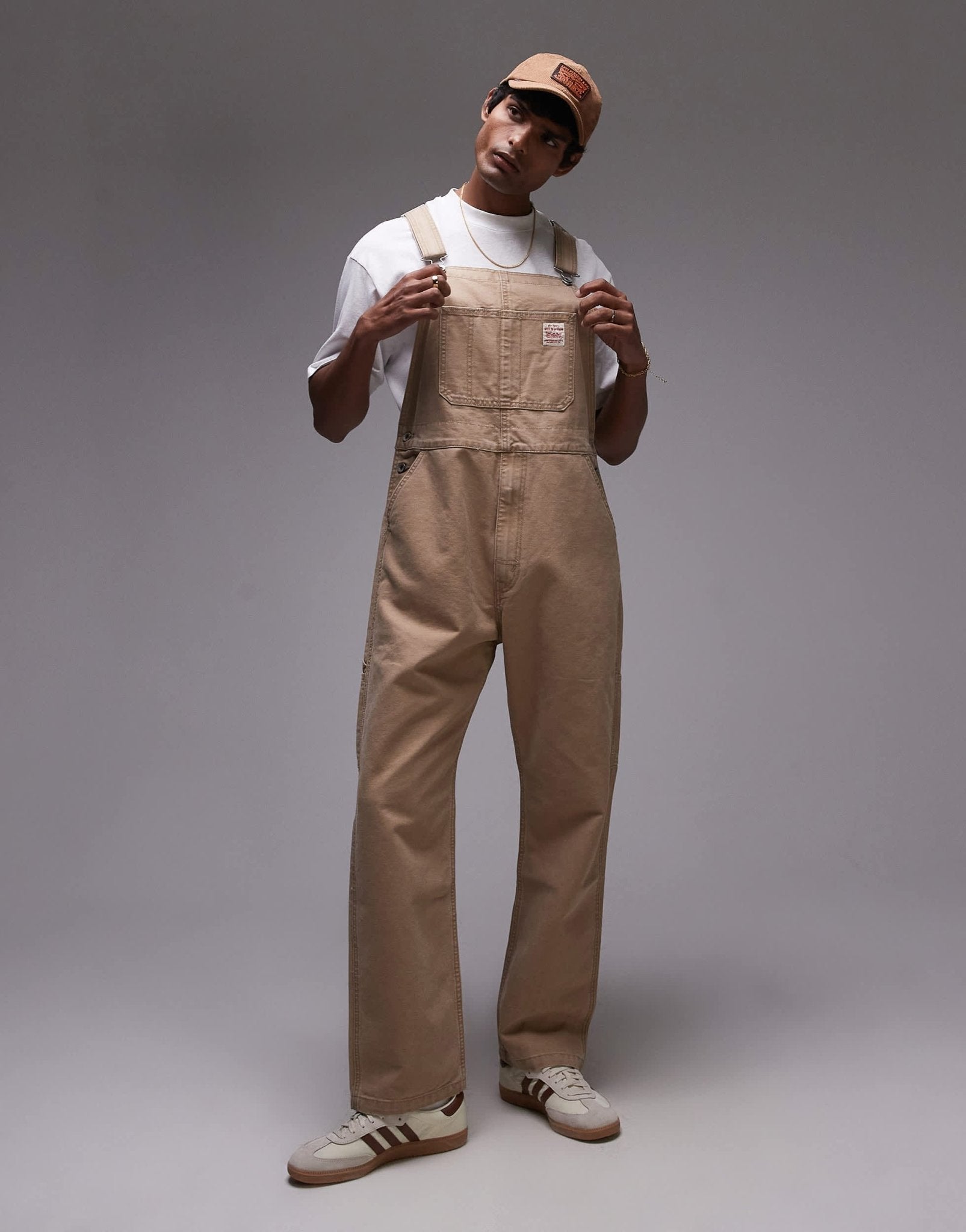 Levi's Workwear capsule canvas dungaree trousers in beige - ASOS Sample Sale