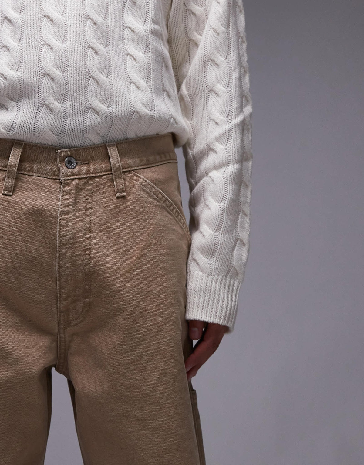 Levi's Workwear unisex capsule 568 loose straight canvas carpenter trousers in beige - ASOS Sample Sale