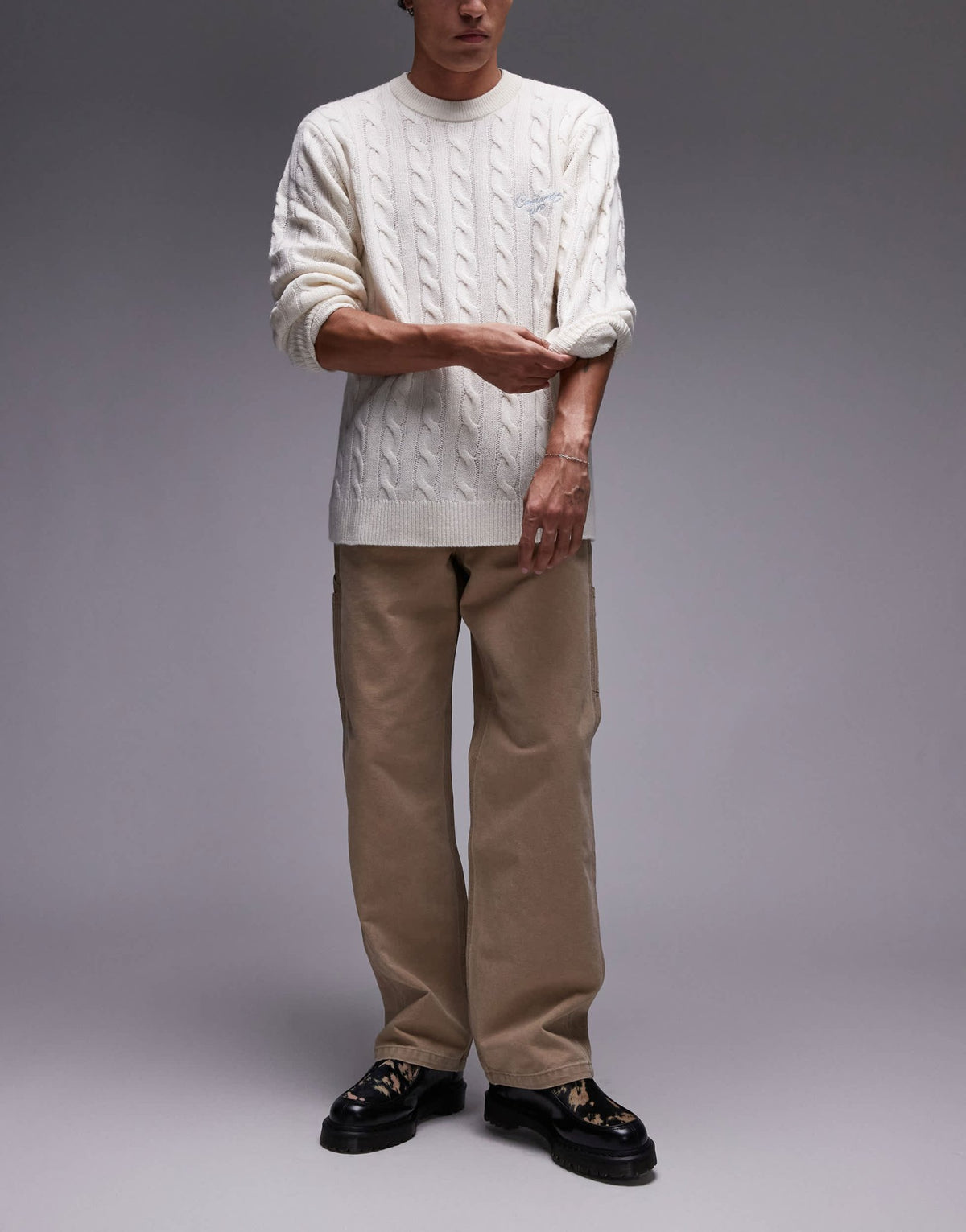 Levi's Workwear unisex capsule 568 loose straight canvas carpenter trousers in beige - ASOS Sample Sale