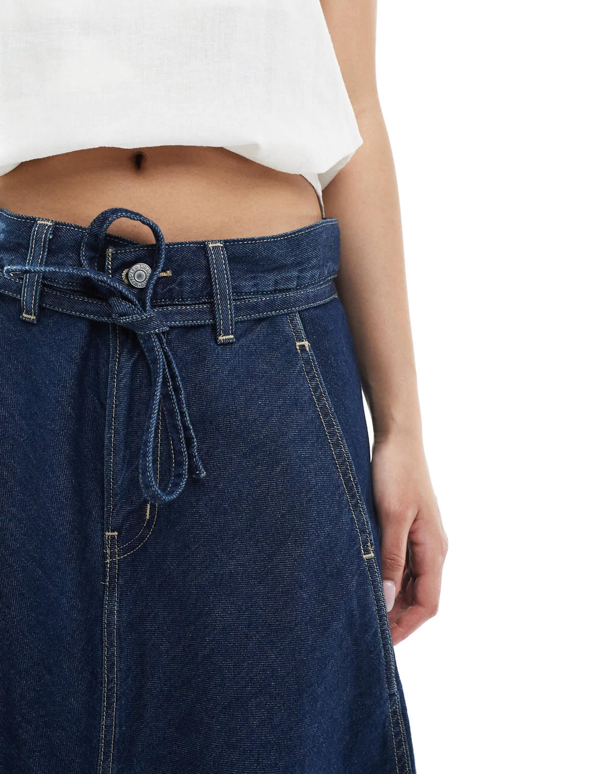 Levi's XL denim midi skirt in dark wash blue - ASOS Sample Sale