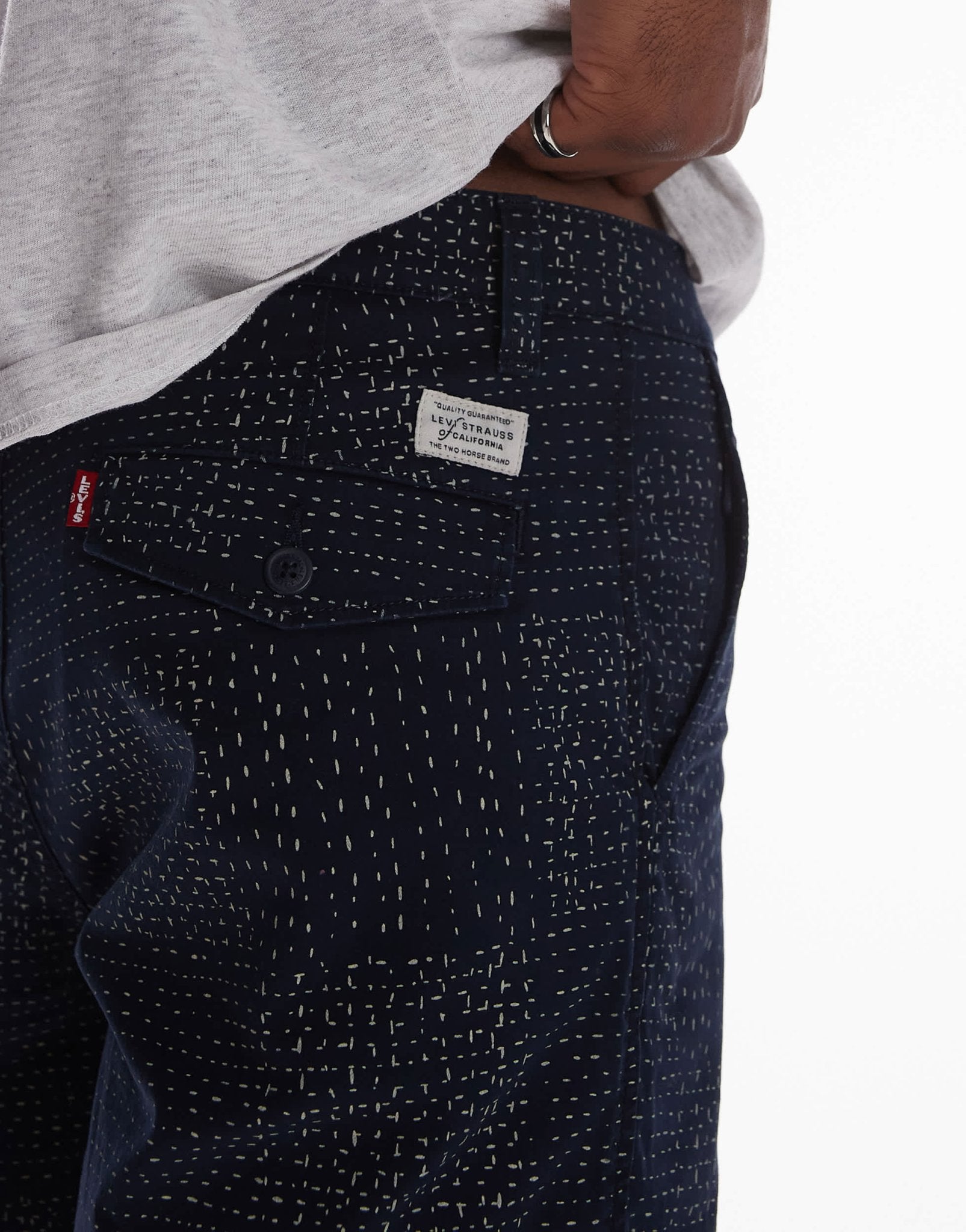 Levi's XX Authentic relaxed printed stitch twill chino shorts in navy - ASOS Sample Sale