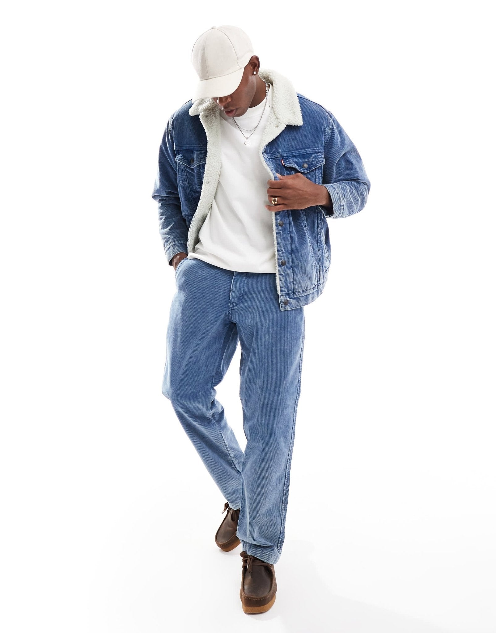 Levi's XX authentic straight cord denim pleated chinos in mid blue CO - ORD - ASOS Sample Sale