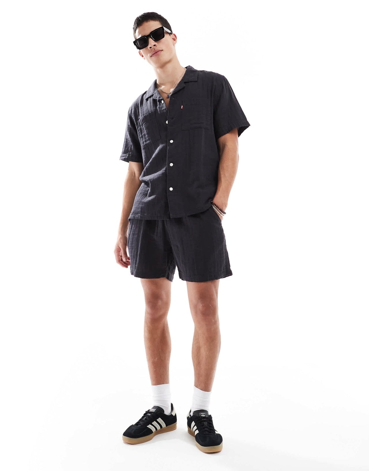 Levi's XX Chino Bay drawcord seersucker chino shorts in black co-ord - ASOS Sample Sale