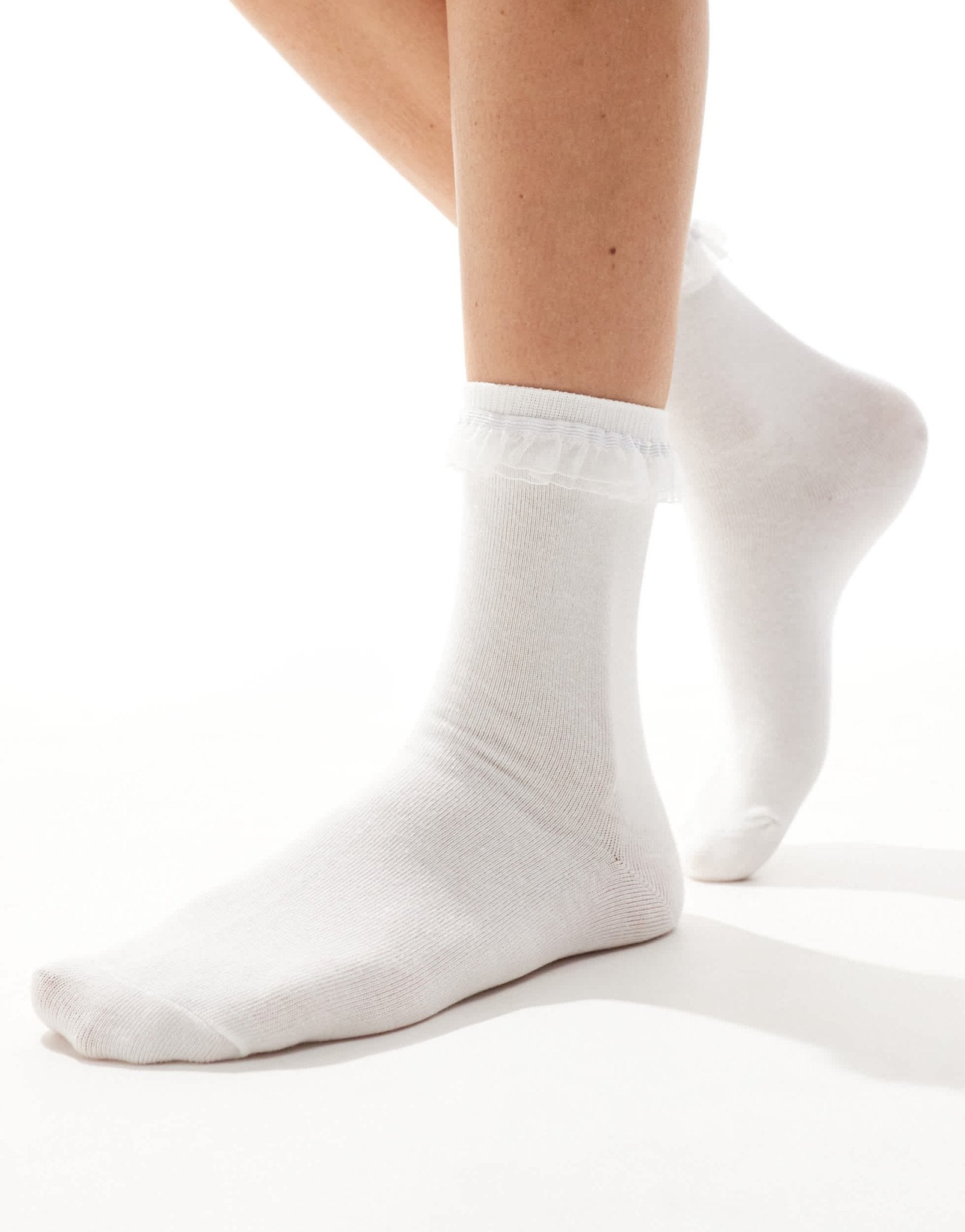 Lindex organza frill edge sock in white - ASOS Sample Sale