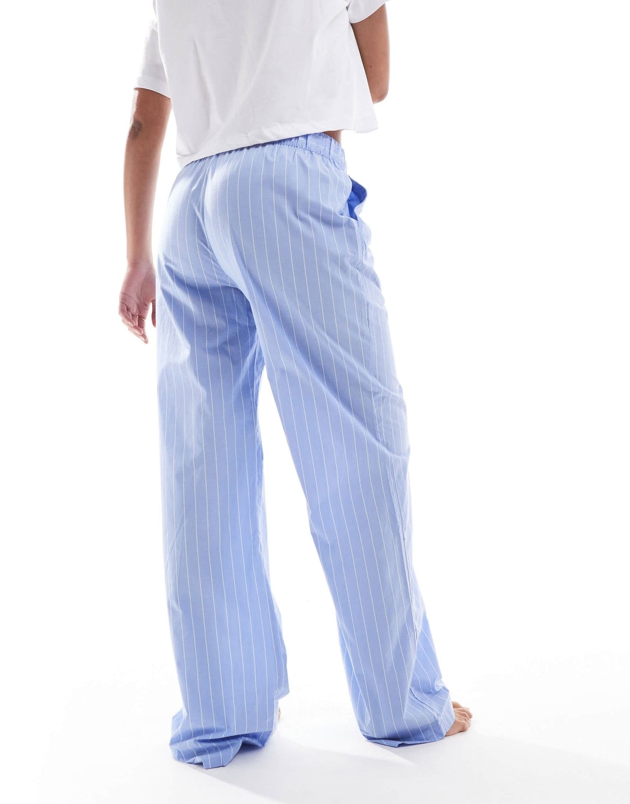 Lindex Tall cotton trouser with drawstring waist in blue stripe - ASOS Sample Sale