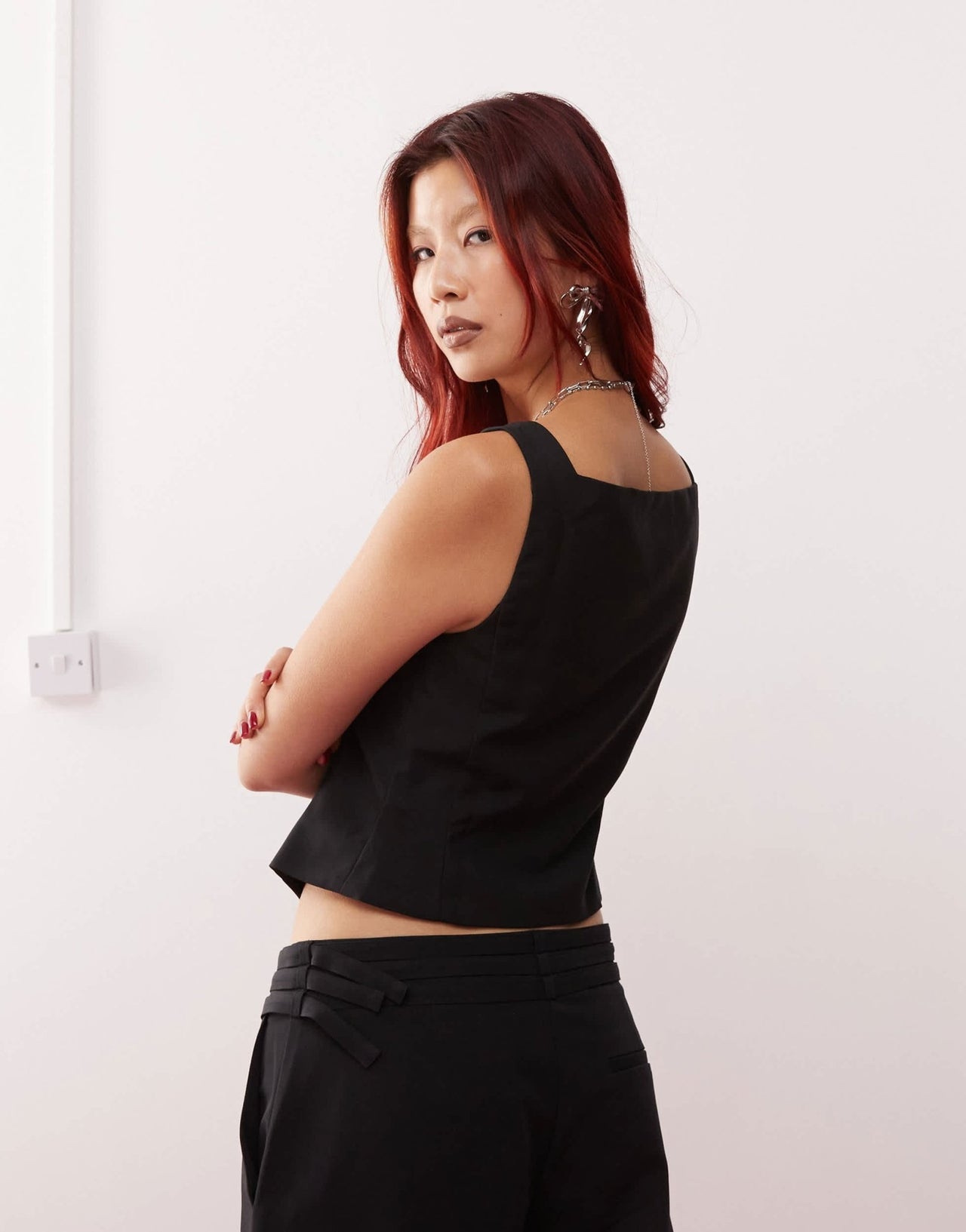 Lioness 90s button front split top co - ord in black - ASOS Sample Sale