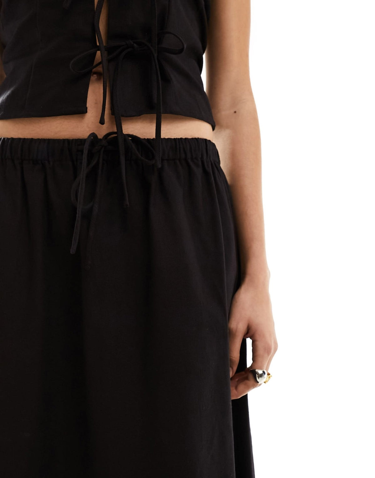 Lioness drawstring waist maxi skirt co-ord in black - ASOS Sample Sale