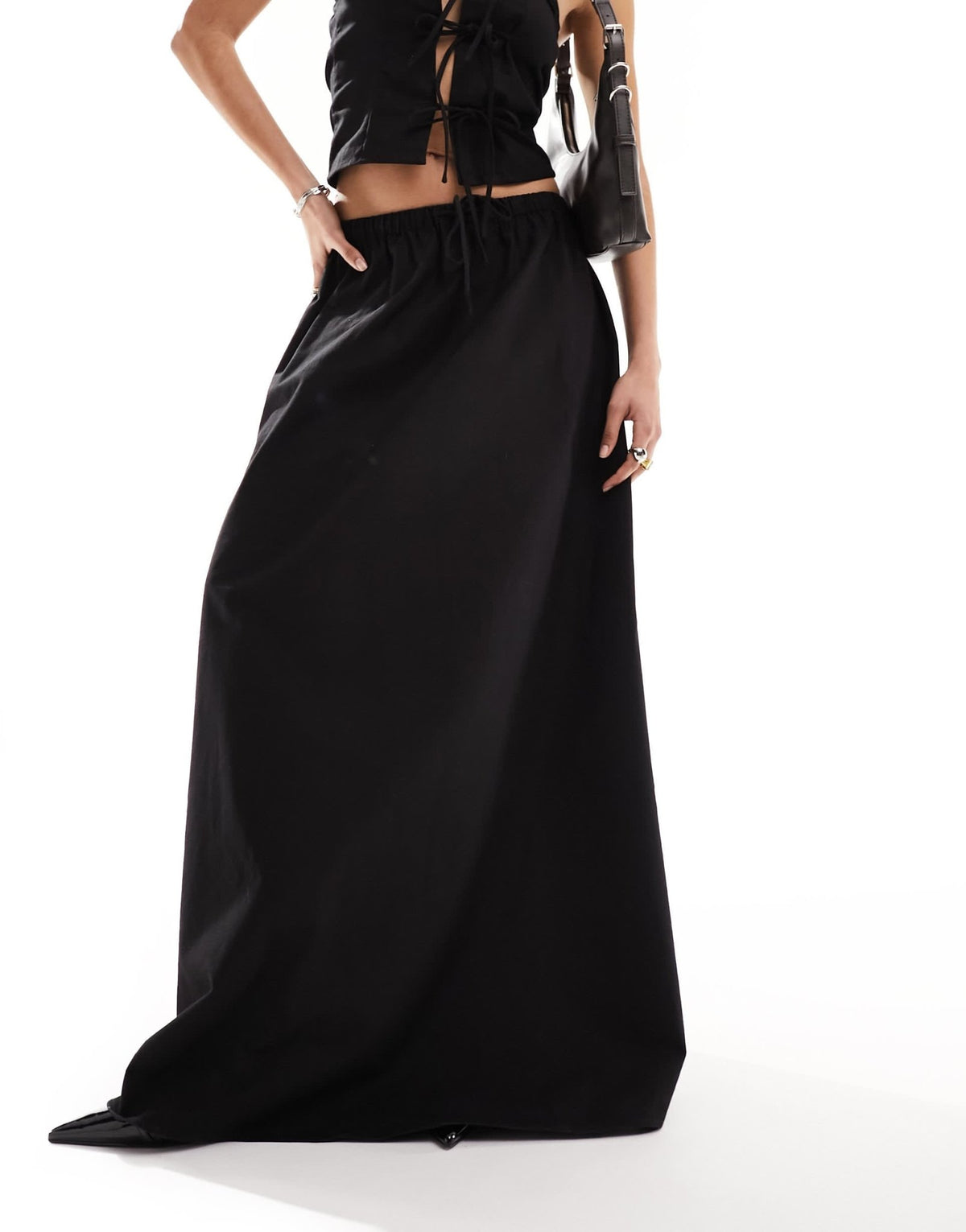 Lioness drawstring waist maxi skirt co-ord in black - ASOS Sample Sale