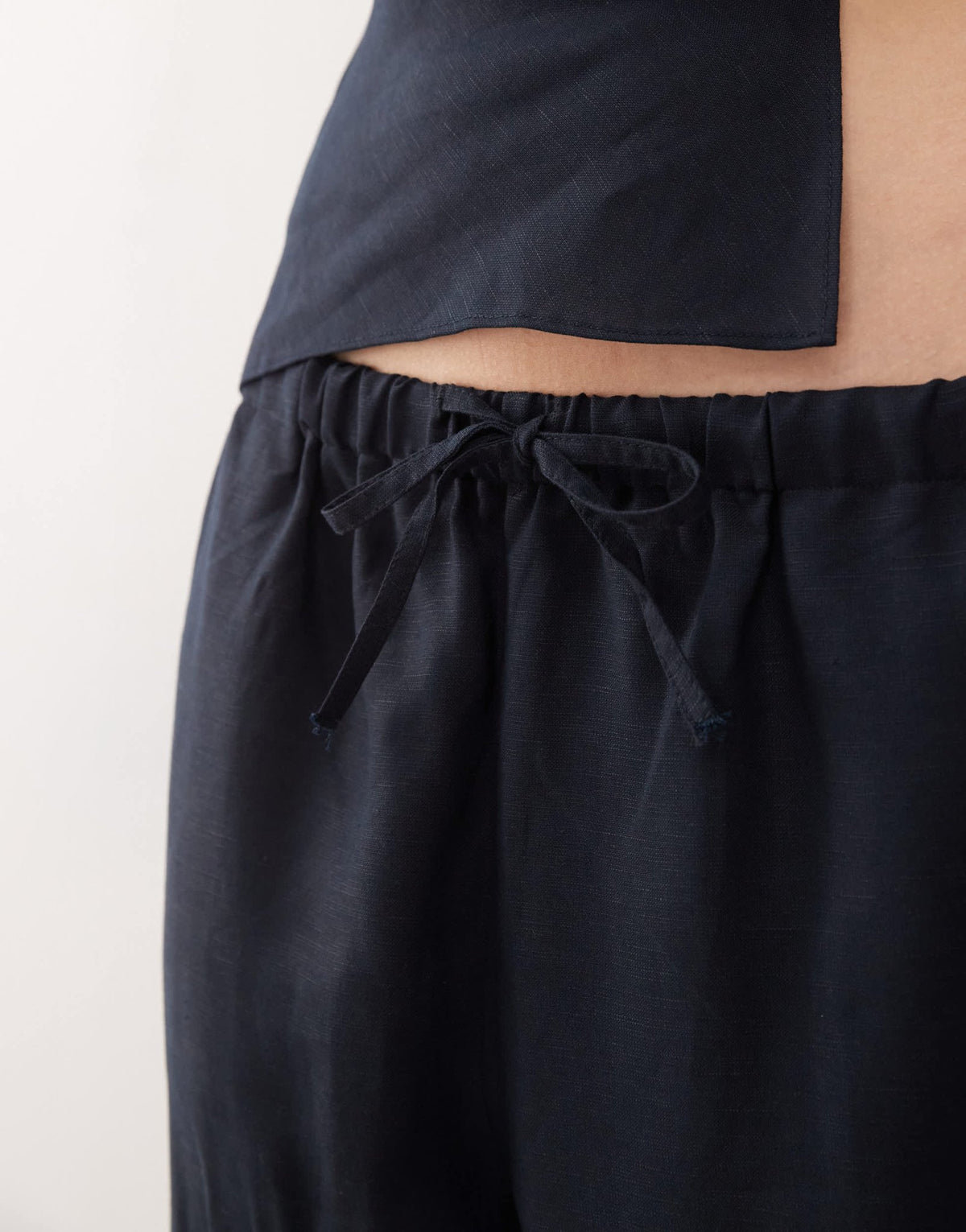 Lioness Idyllic linen blend tie waist wide leg trousers co-ord in navy - ASOS Sample Sale