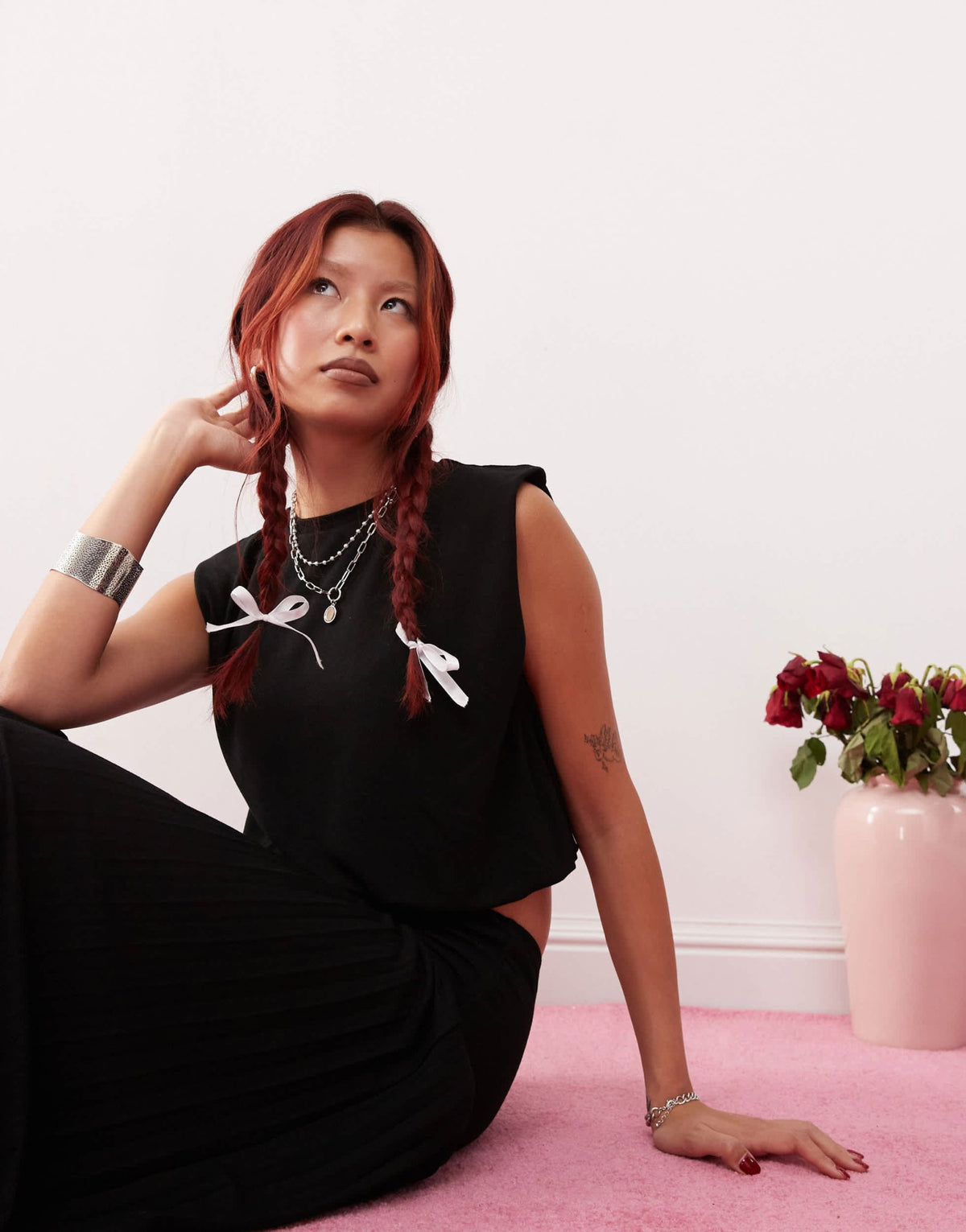 Lioness knitted boxy sleeveless crop top co - ord in black - ASOS Sample Sale