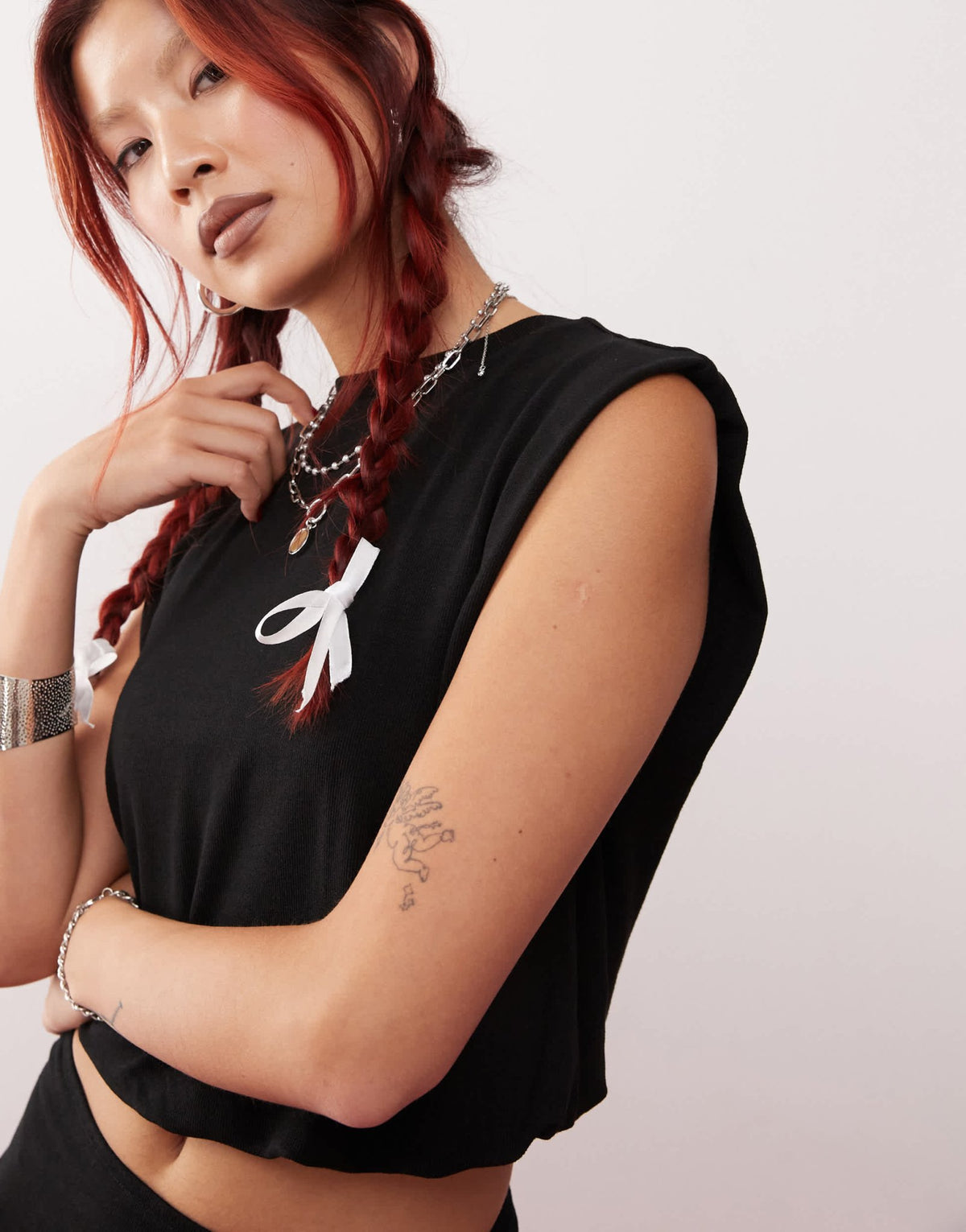 Lioness knitted boxy sleeveless crop top co - ord in black - ASOS Sample Sale