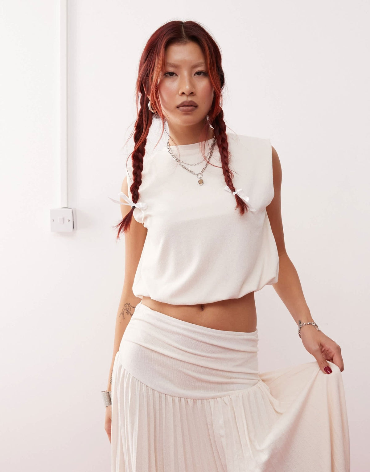 Lioness knitted boxy sleeveless crop top co - ord in ivory - ASOS Sample Sale