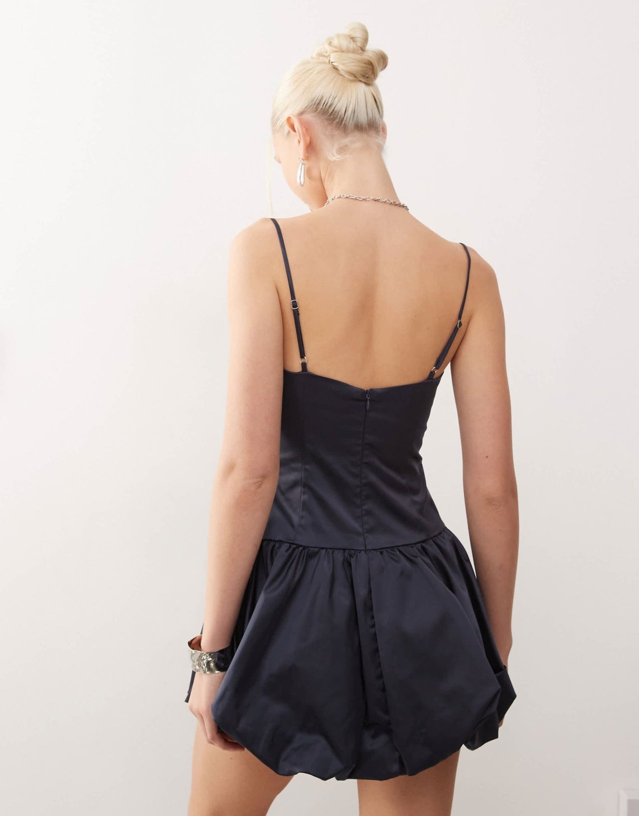 Lioness satin corset detail puffball mini dress in navy - ASOS Sample Sale