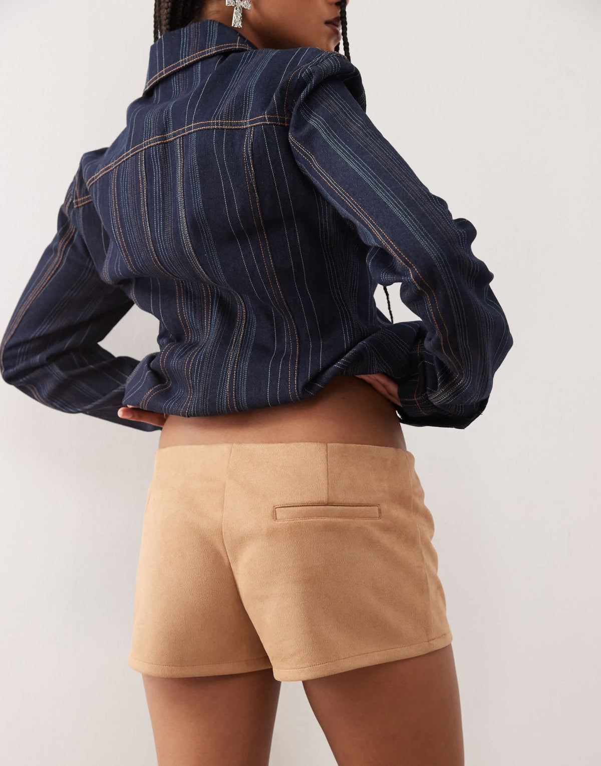 Lioness Sun Drenched faux suede low waisted micro shorts in camel - ASOS Sample Sale