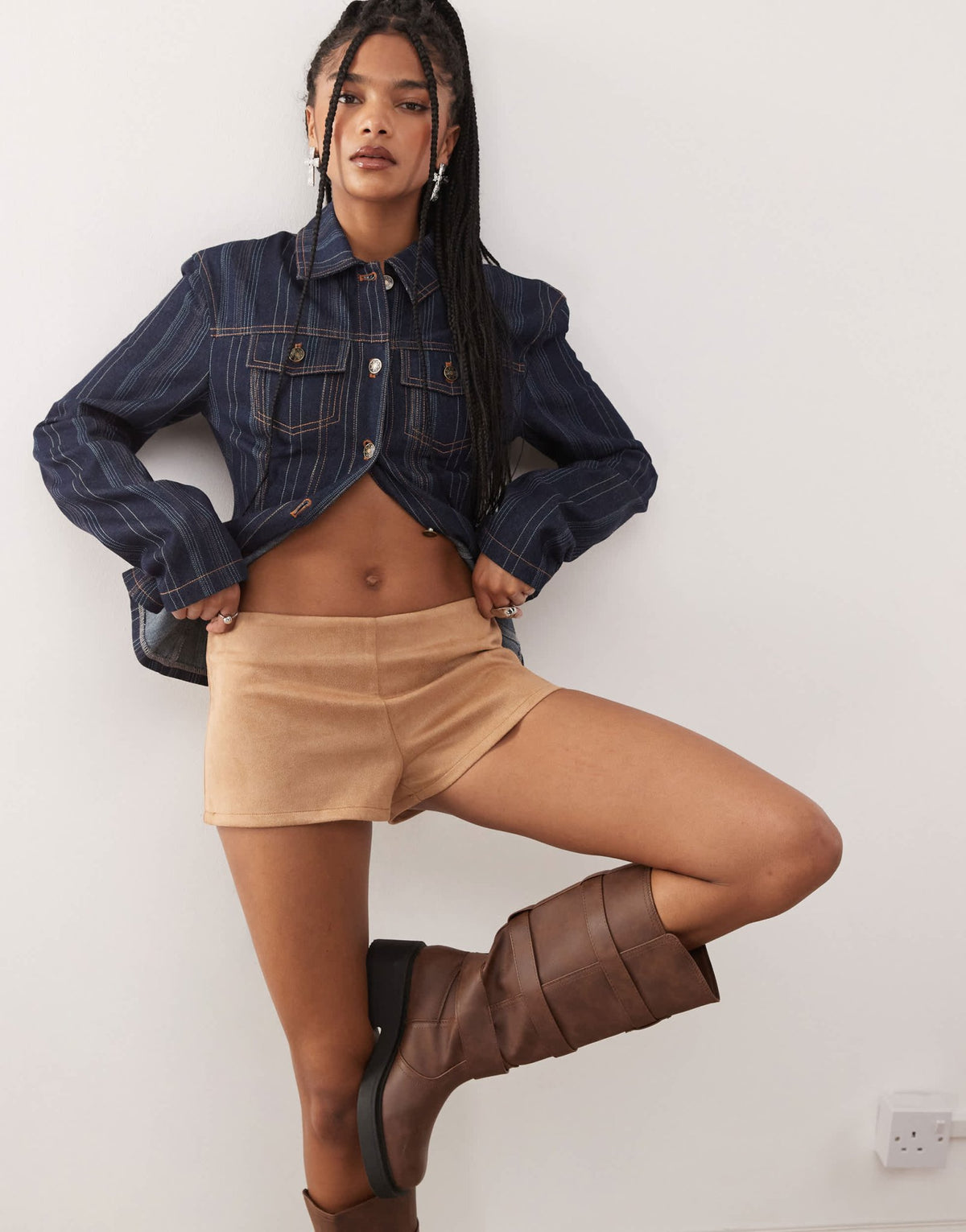 Lioness Sun Drenched faux suede low waisted micro shorts in camel - ASOS Sample Sale