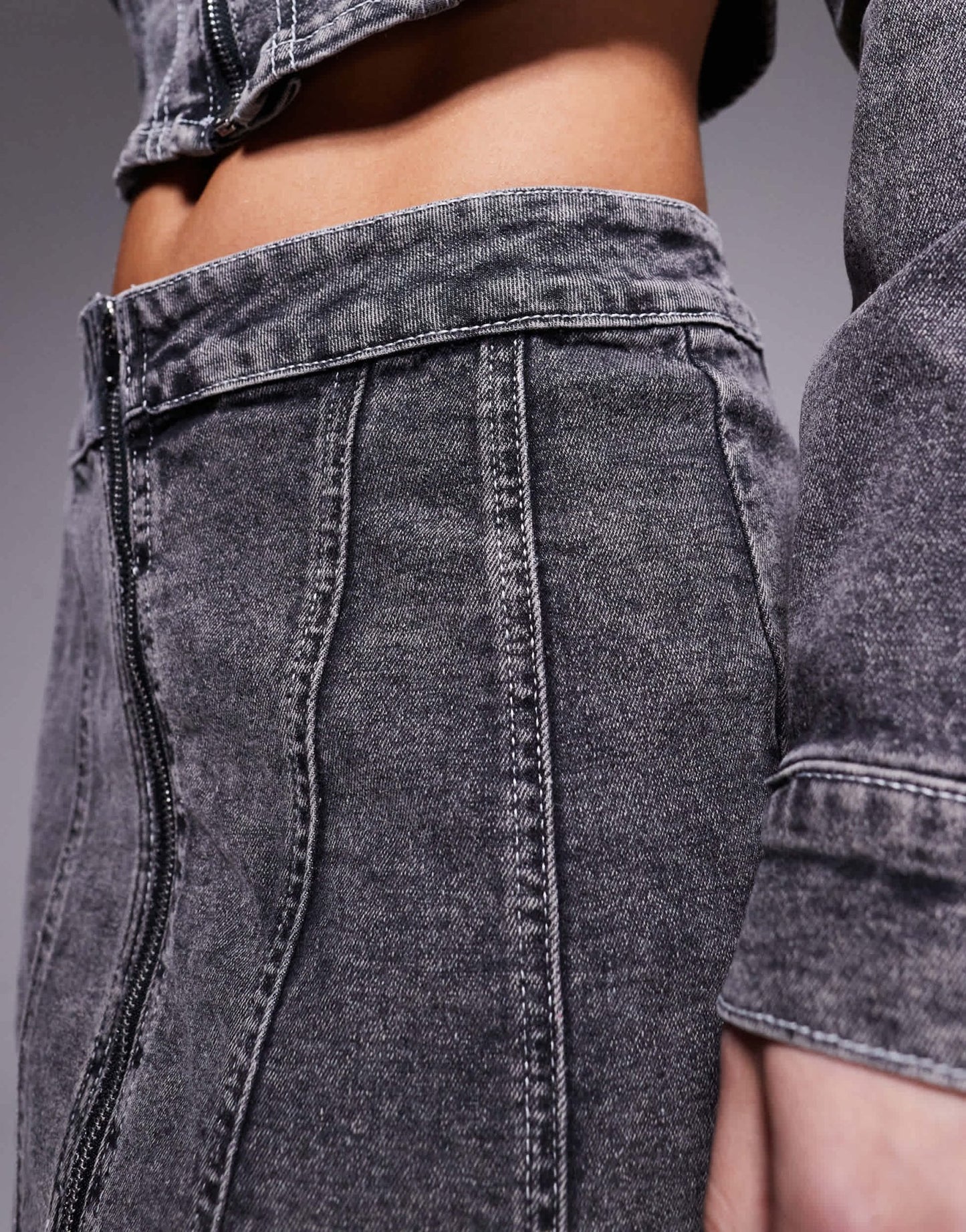Liquor N Poker denim contrast stitch mini skirt in dark denim - ASOS Sample Sale