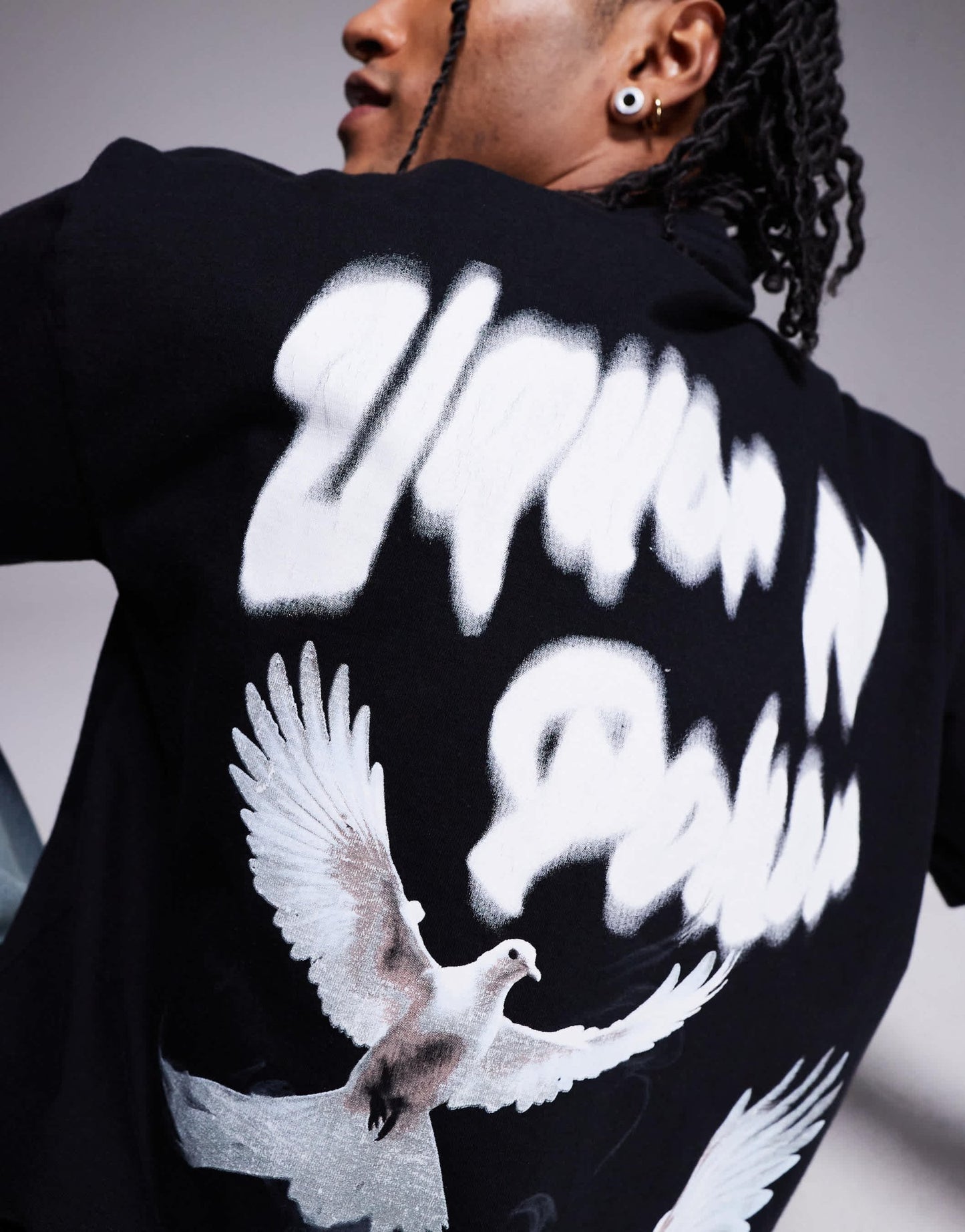 Liquor N Poker oversized bird graphic back print t-shirt in black - ASOS Sample Sale