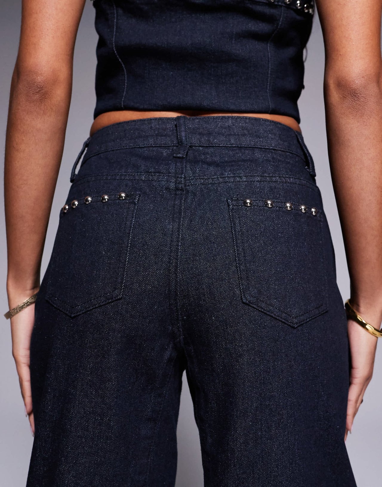 Liquor N Poker studded stitch detail baggy co - ord jean in indigo - ASOS Sample Sale