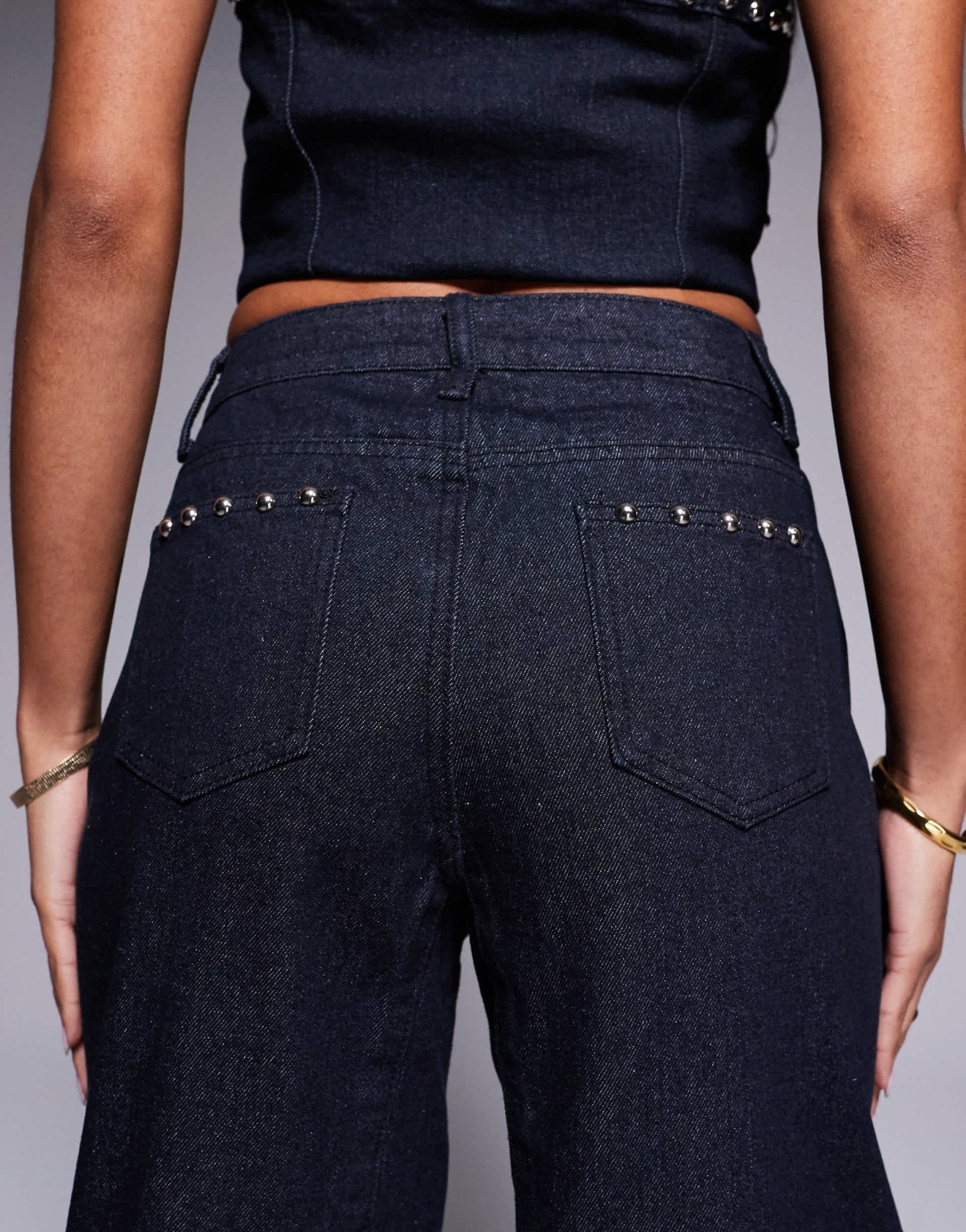 Liquor N Poker studded stitch detail baggy co - ord jean in indigo - ASOS Sample Sale
