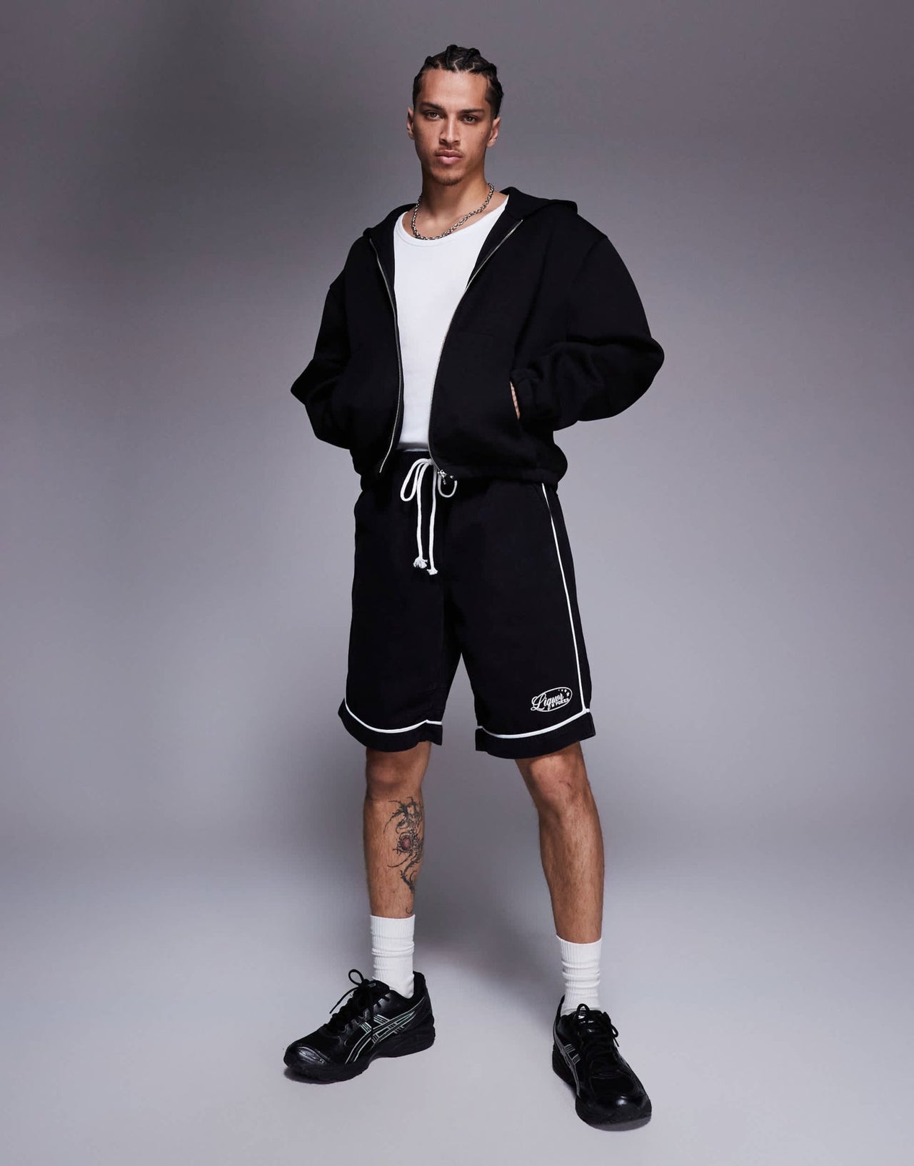 Liquor N Poker varsity shorts in black - ASOS Sample Sale
