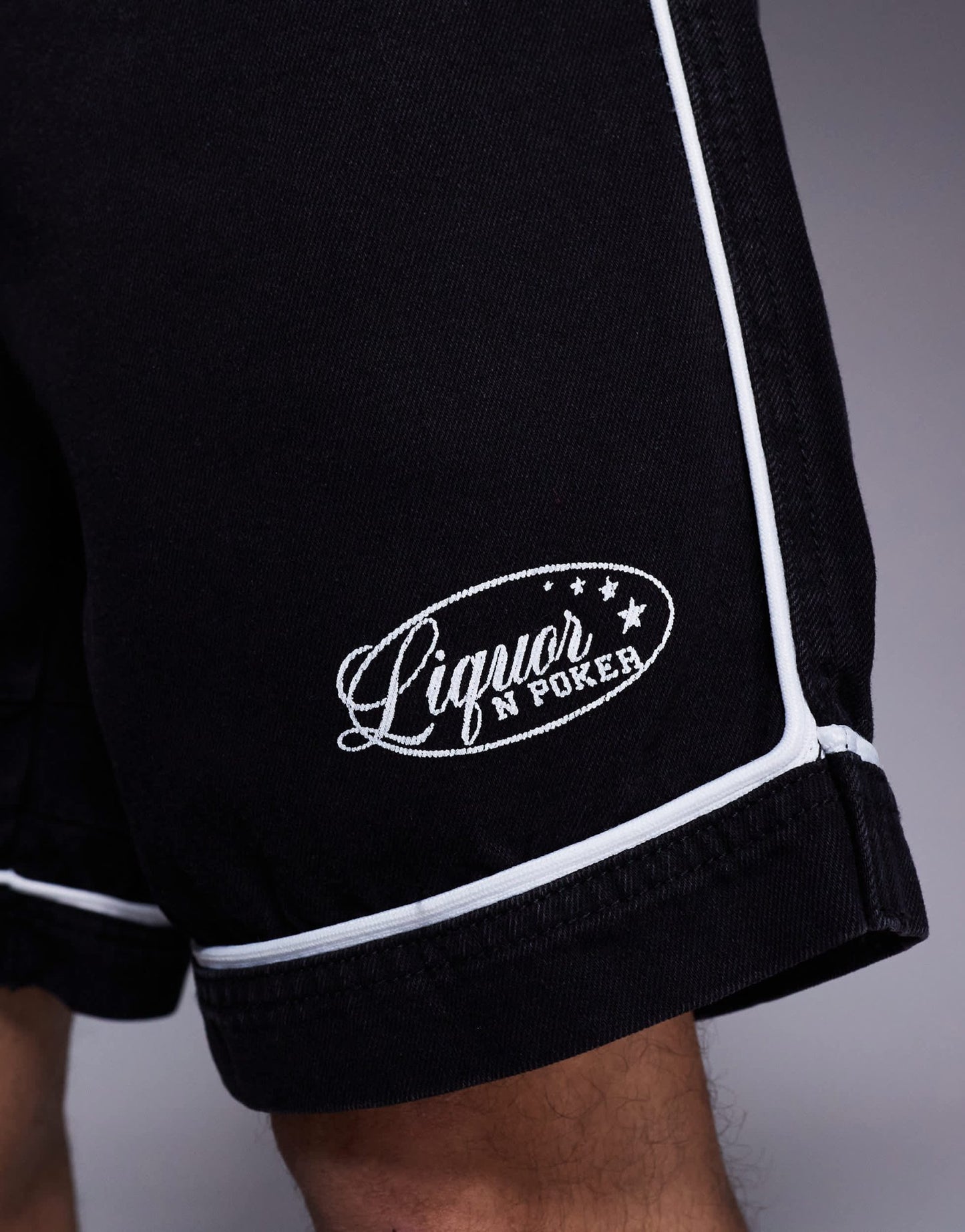 Liquor N Poker varsity shorts in black - ASOS Sample Sale