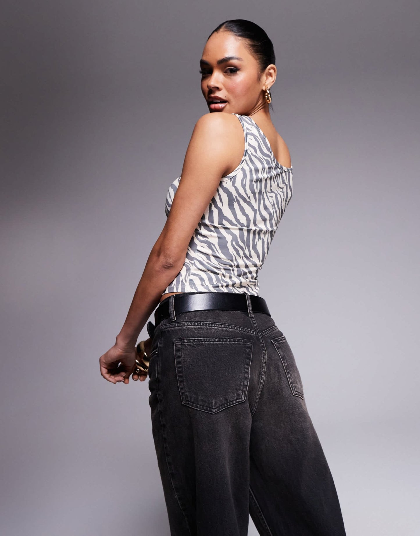 Liquor N Poker zebra cut out vest top in multi - ASOS Sample Sale