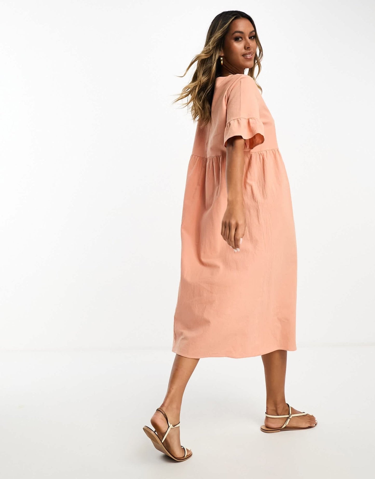 Lola May mini smock dress in peach - ASOS Sample Sale
