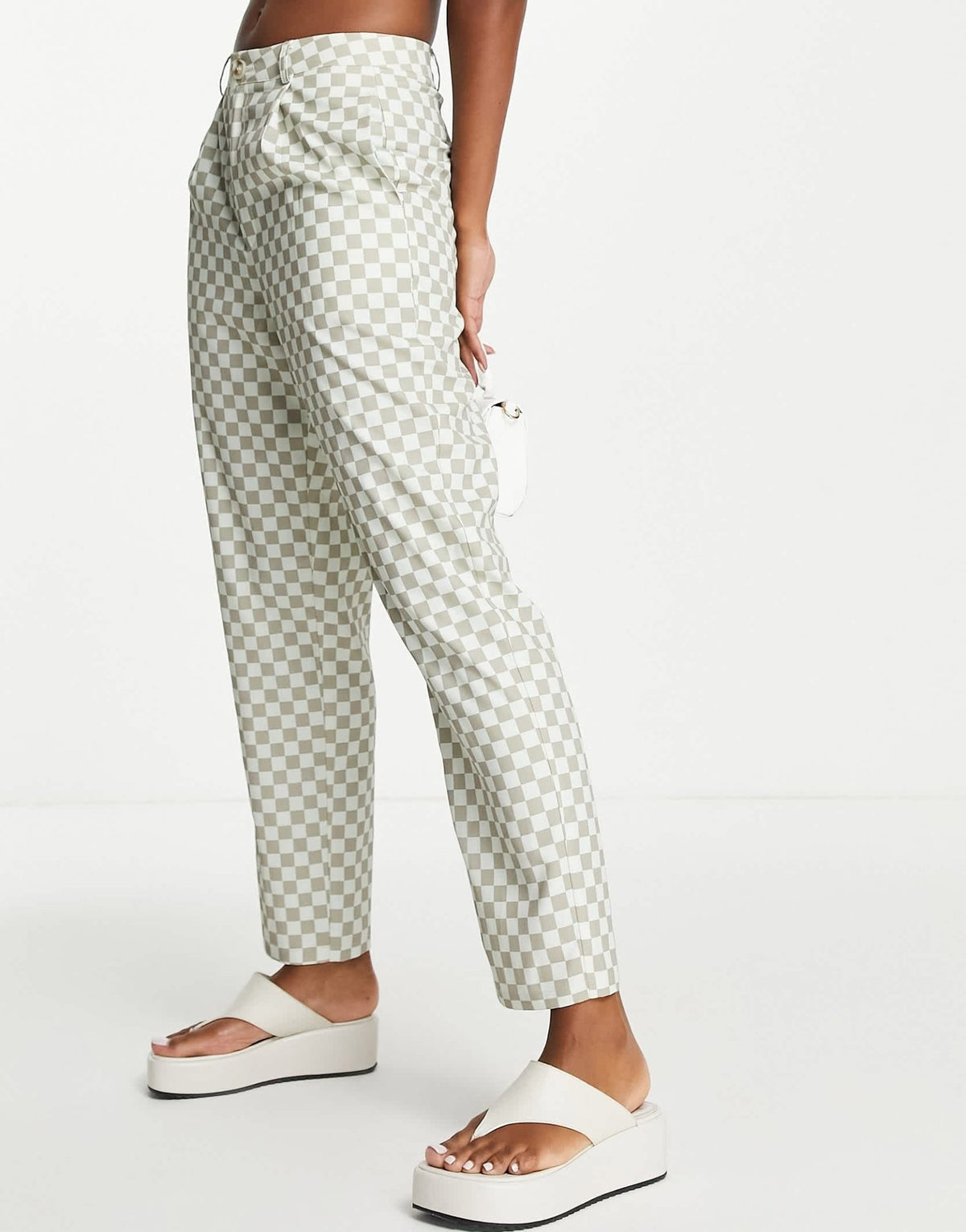 Lola May tailored trousers in neutral check - ASOS Sample Sale