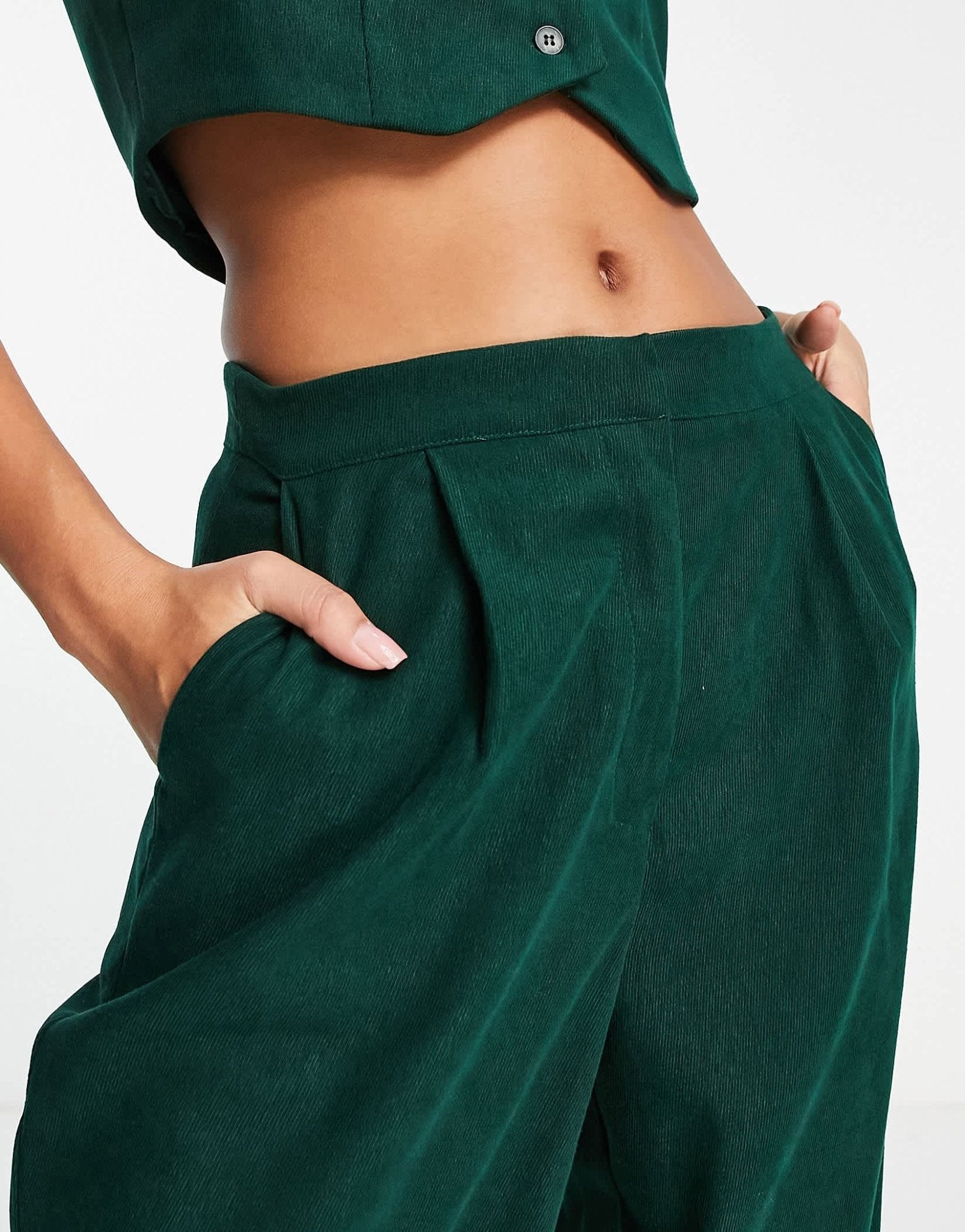 Lola May wide leg trousers co - ord in dark green - ASOS Sample Sale