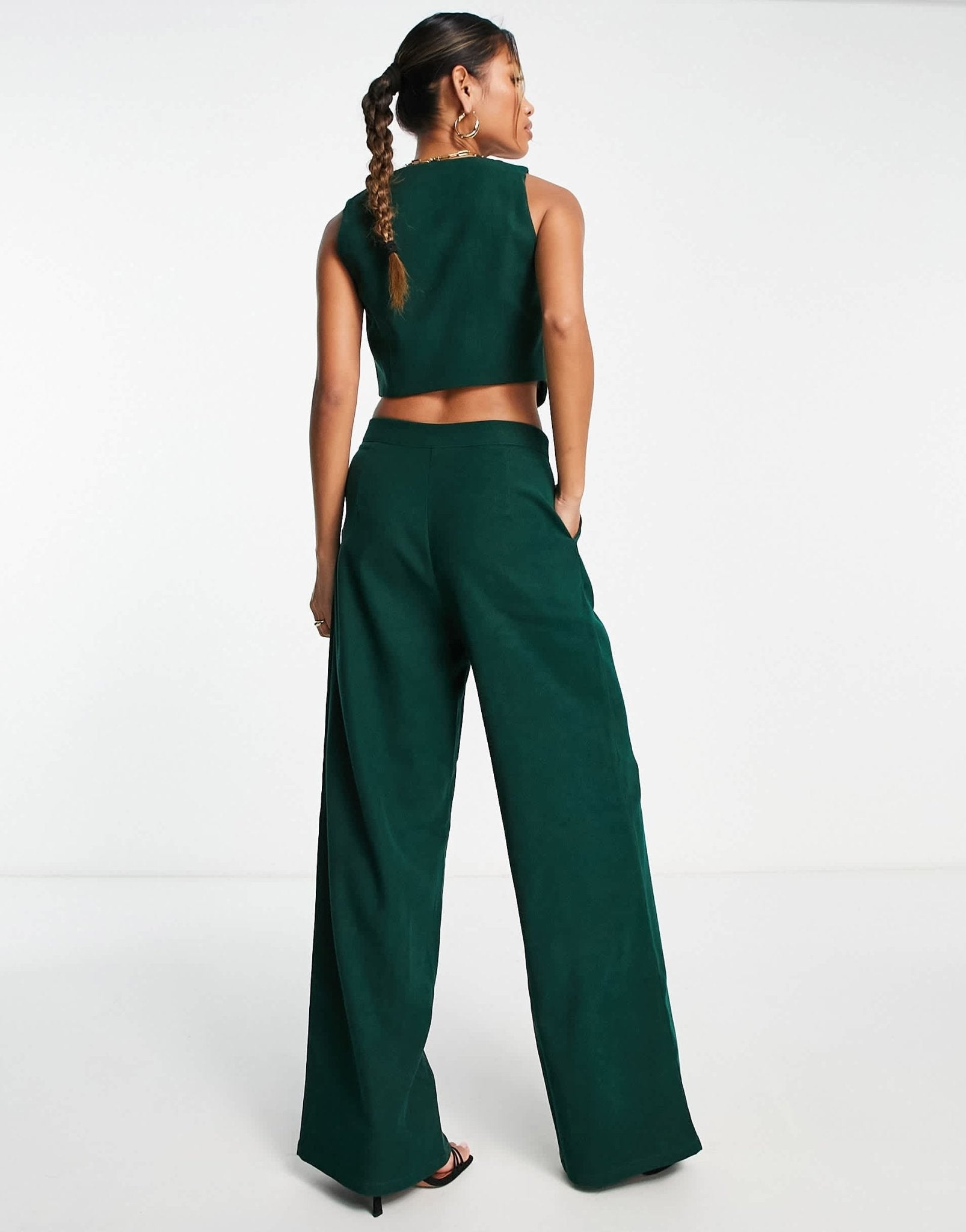 Lola May wide leg trousers co - ord in dark green - ASOS Sample Sale