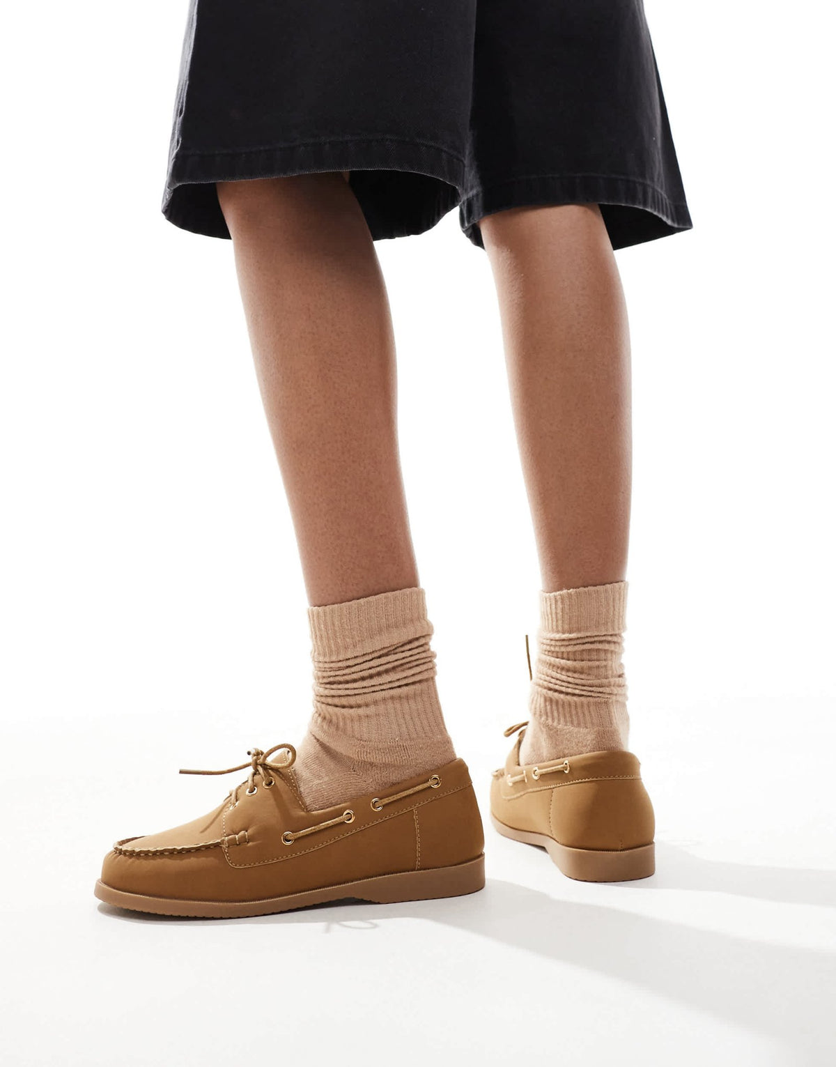 London Rebel lace up boat shoes in brown - ASOS Sample Sale