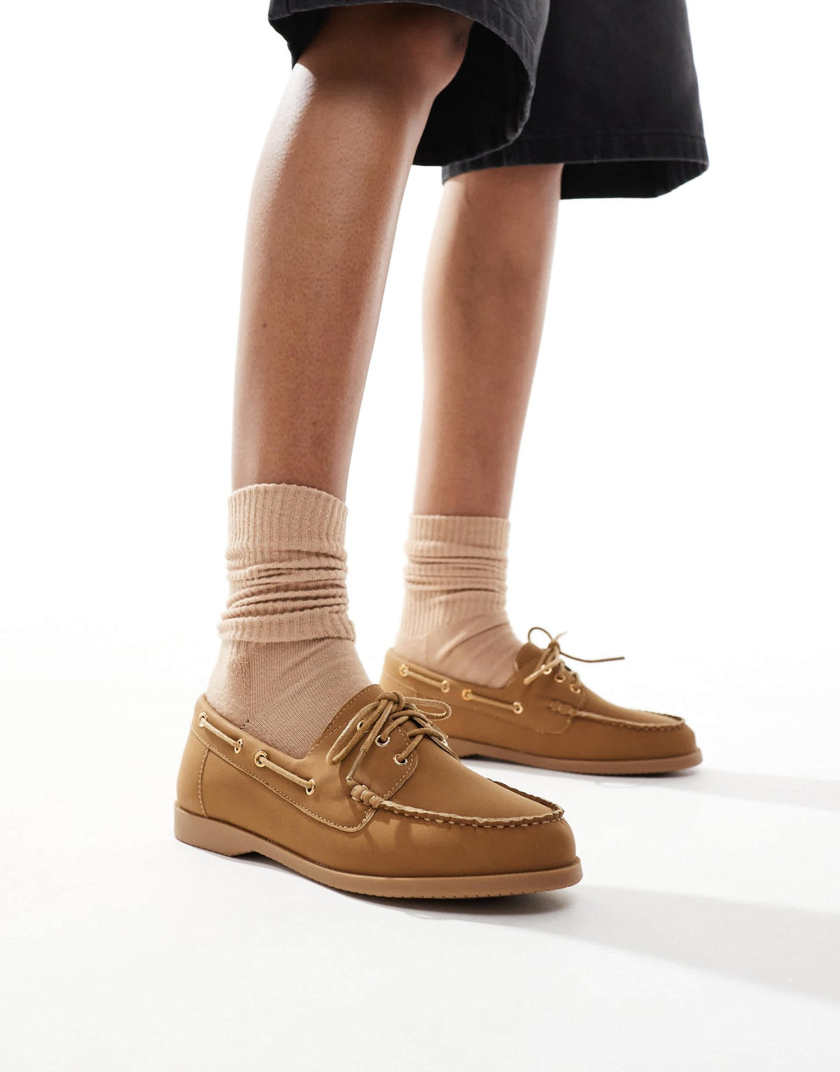 London Rebel lace up boat shoes in brown - ASOS Sample Sale