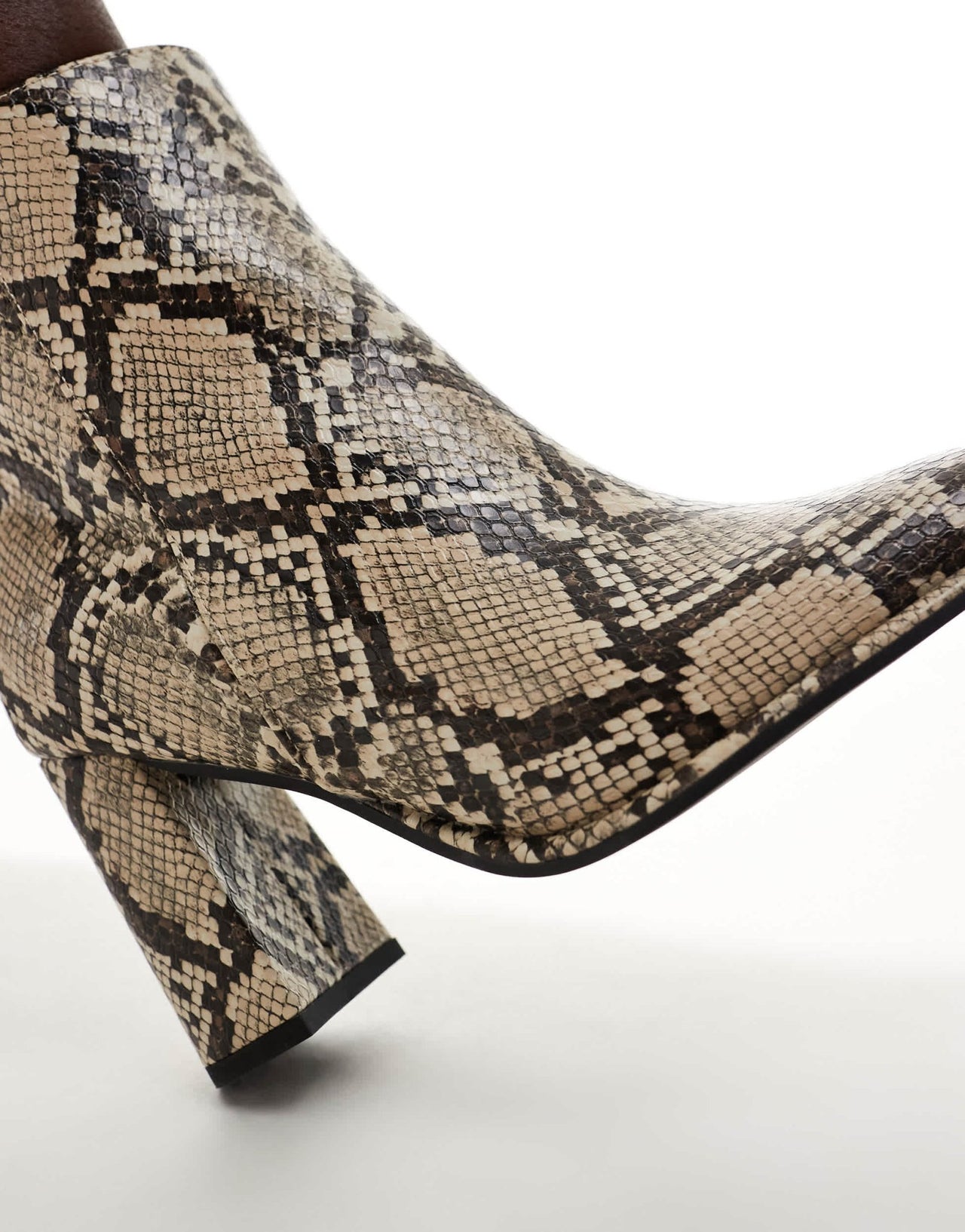 London Rebel Maddie wide fit block heel ankle boots in snake - ASOS Sample Sale