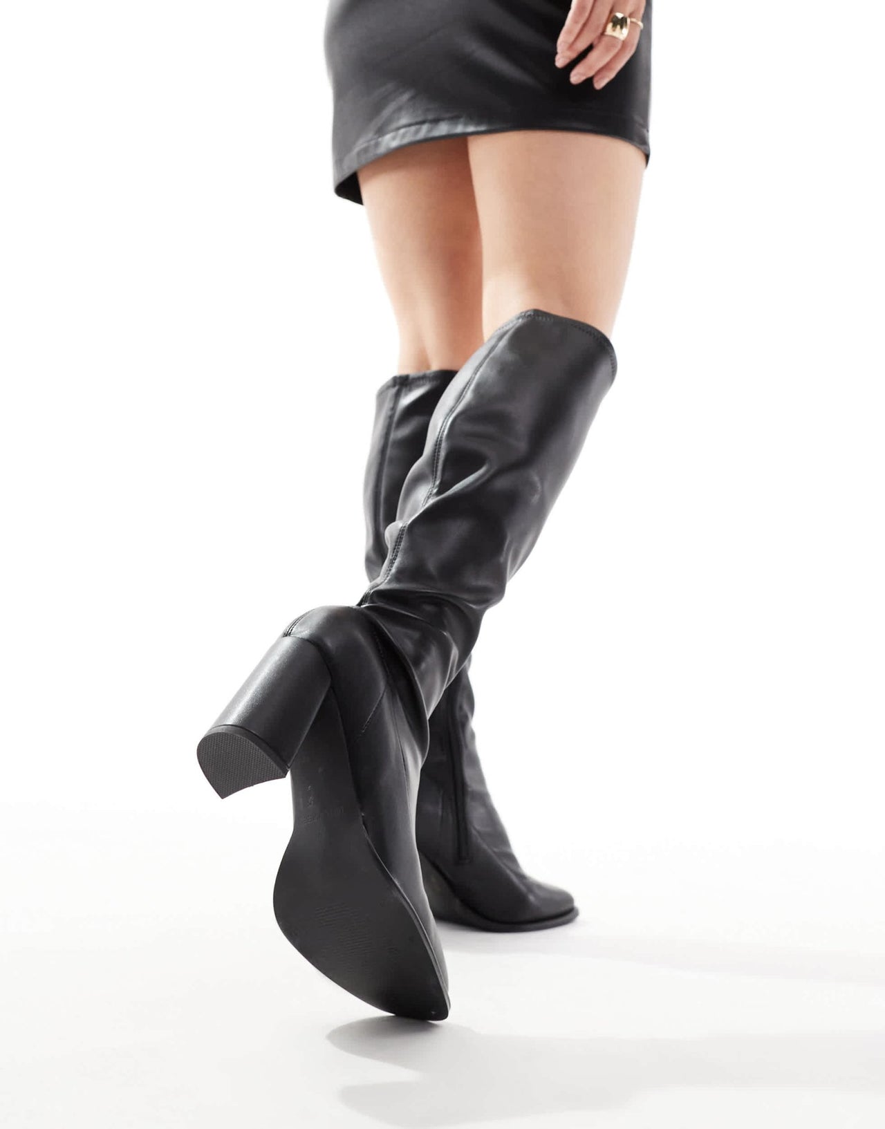 London Rebel Paige knee high sock boot in black - ASOS Sample Sale