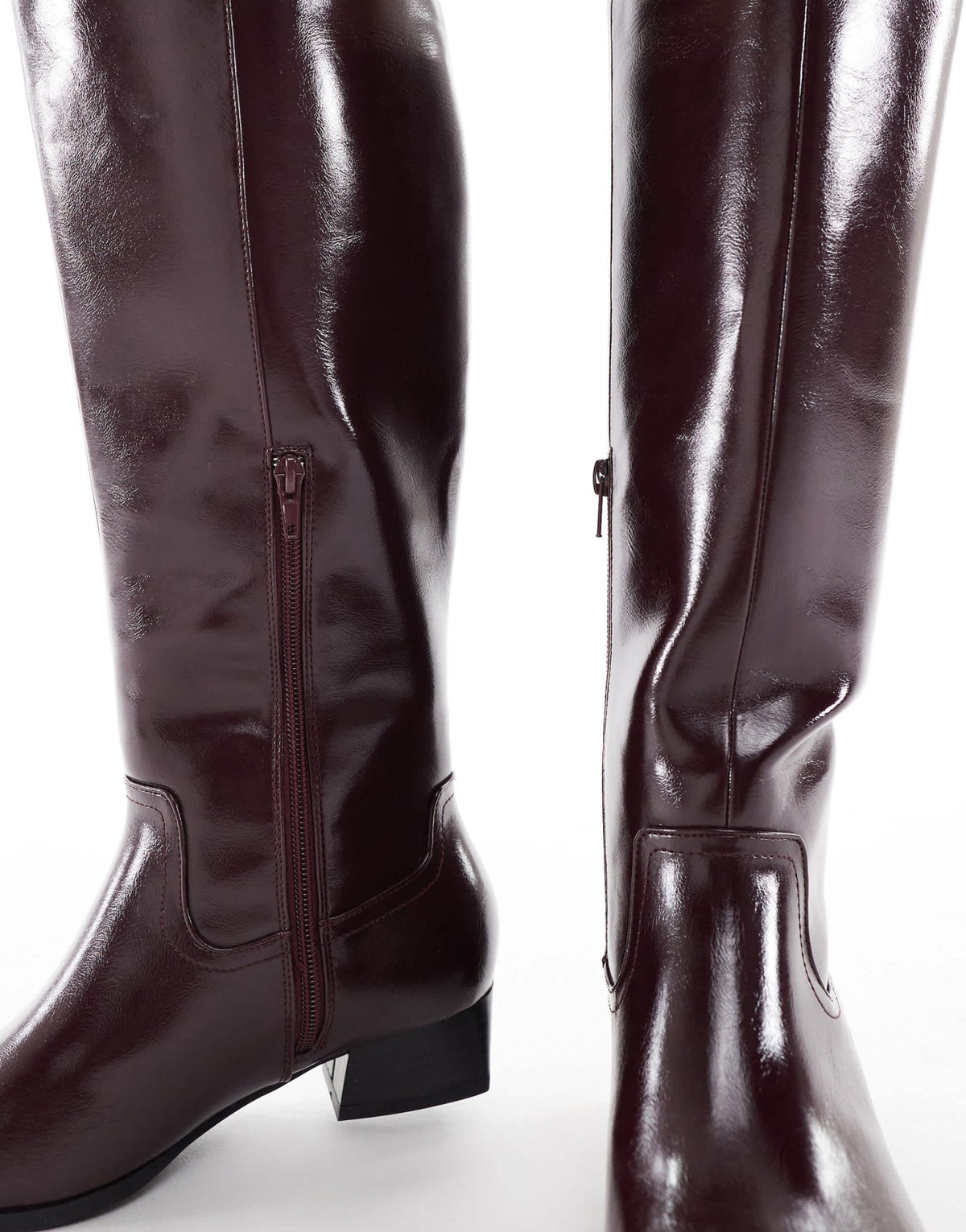 London Rebel Wide Fit Cassidy refined western boots in dark cherry - ASOS Sample Sale