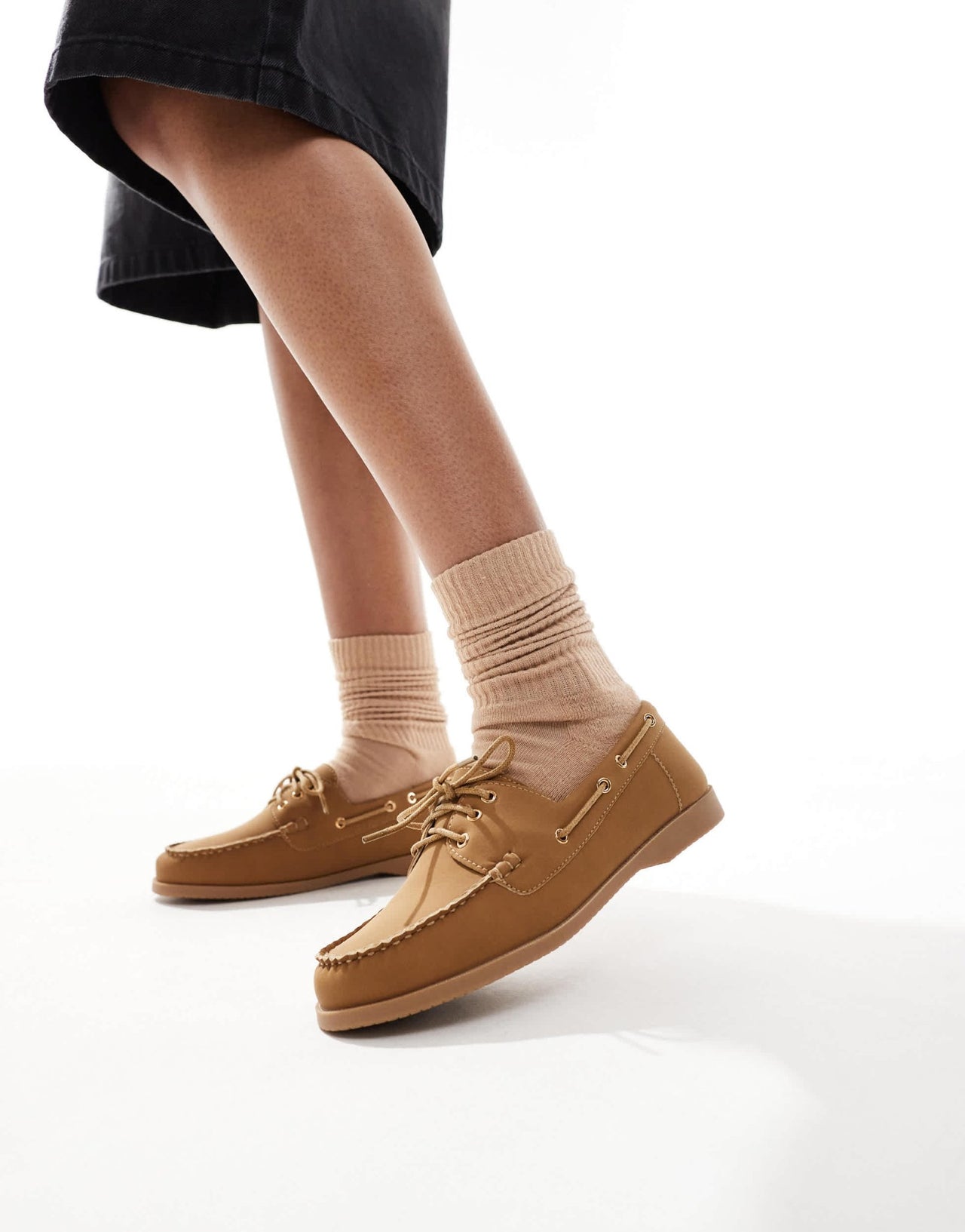 London Rebel Wide Fit lace up boat shoes in brown - ASOS Sample Sale