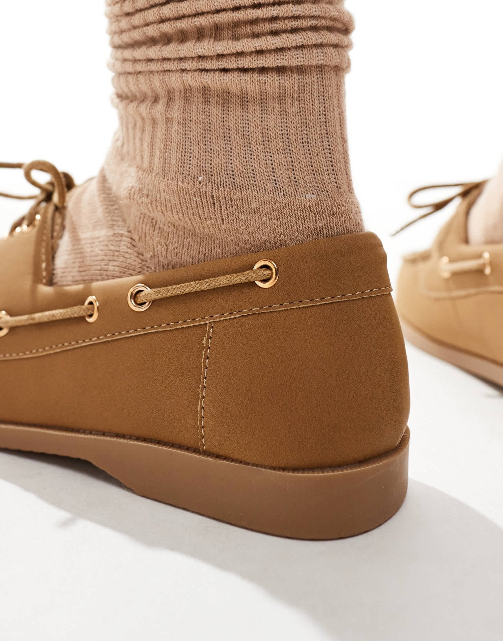 London Rebel Wide Fit lace up boat shoes in brown - ASOS Sample Sale